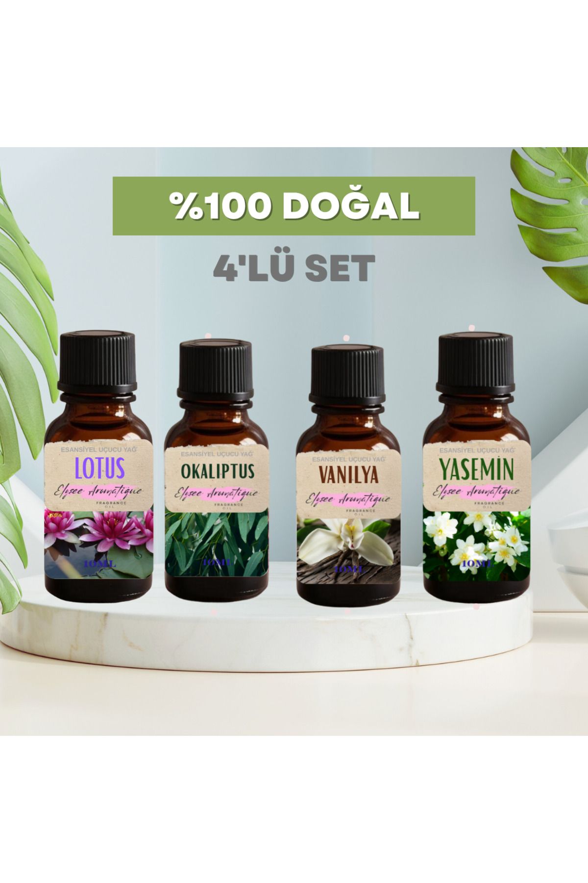 Elysee Aromatique 4'lü Set Esansiyel Uçucu Koku Yağı Difüzör Esansı Buhurdanlık Yağı Aromaterapi Yağı