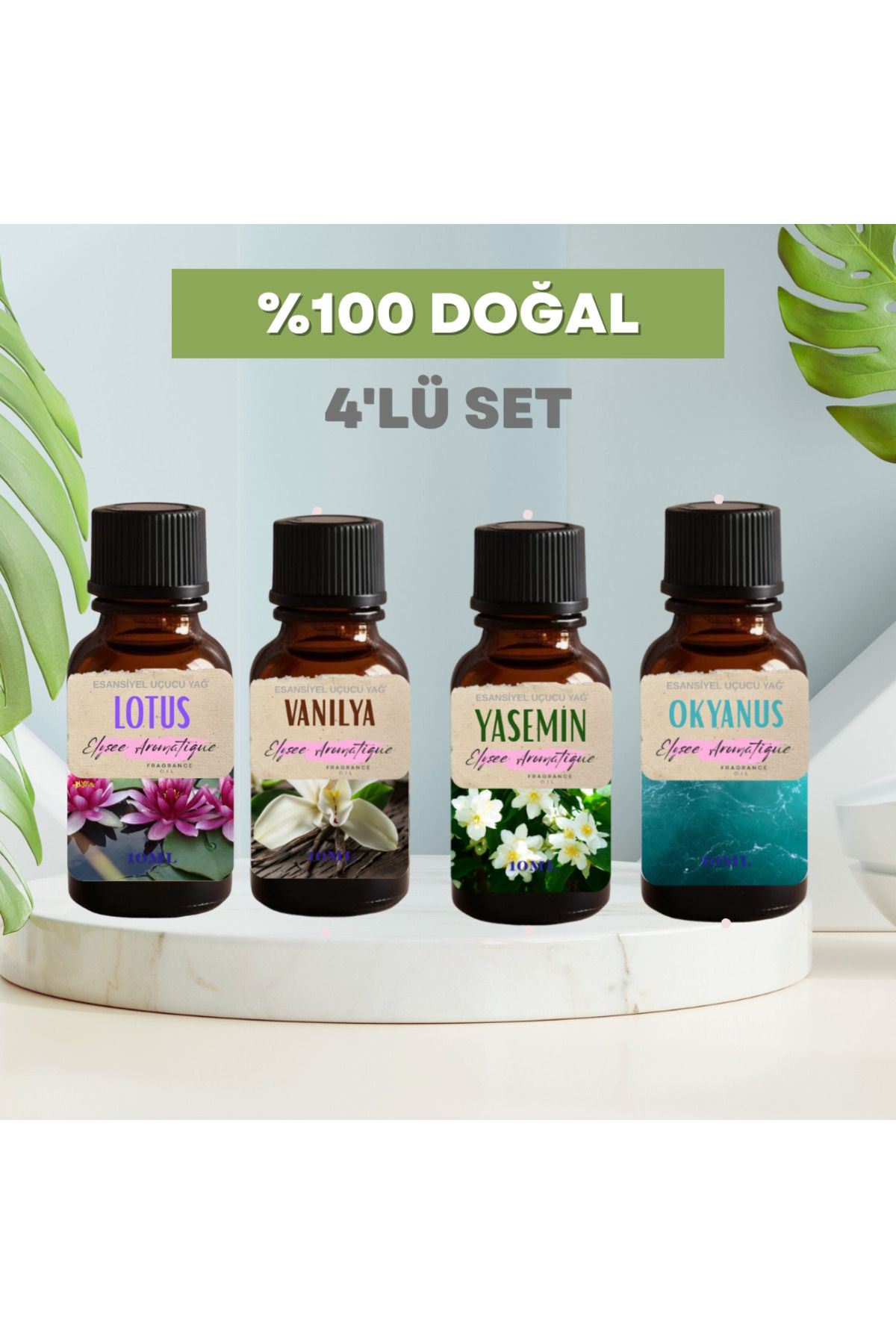 Elysee Aromatique 4'lü Set Esansiyel Uçucu Koku Yağı Difüzör Esansı Buhurdanlık Yağı Aromaterapi Yağı