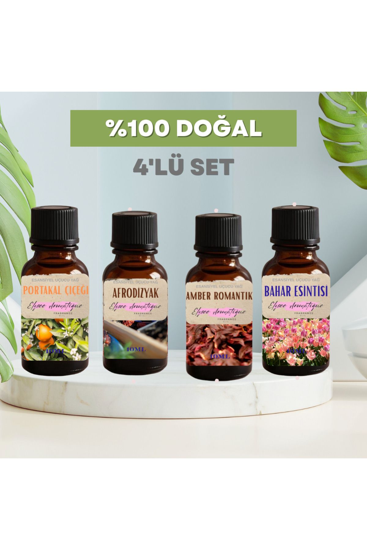 Elysee Aromatique 4'lü Set Esansiyel Uçucu Koku Yağı Difüzör Esansı Buhurdanlık Yağı Aromaterapi Yağı