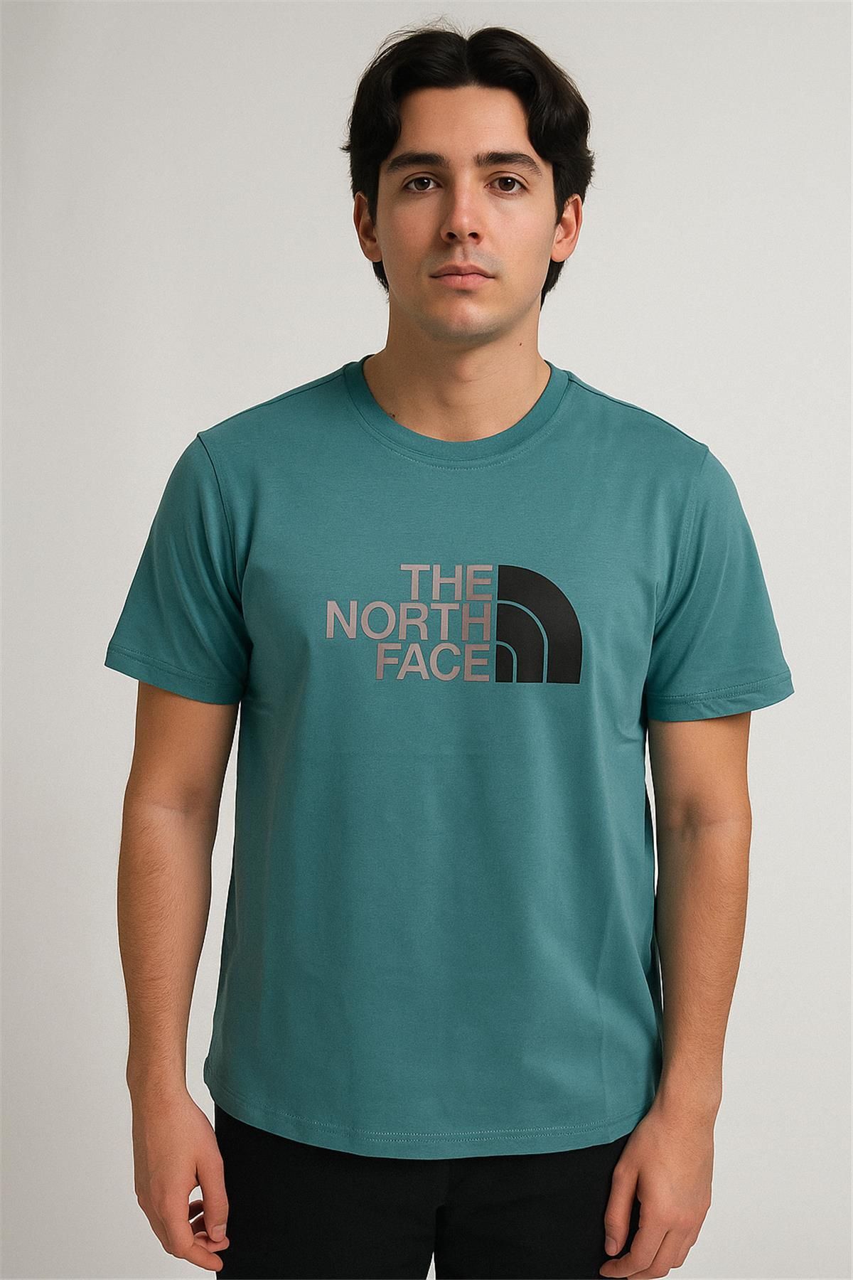 Trend07 TREND KAPINDA THENORTHFACE BİSİKLET YAKA TSHİRT YEŞİL