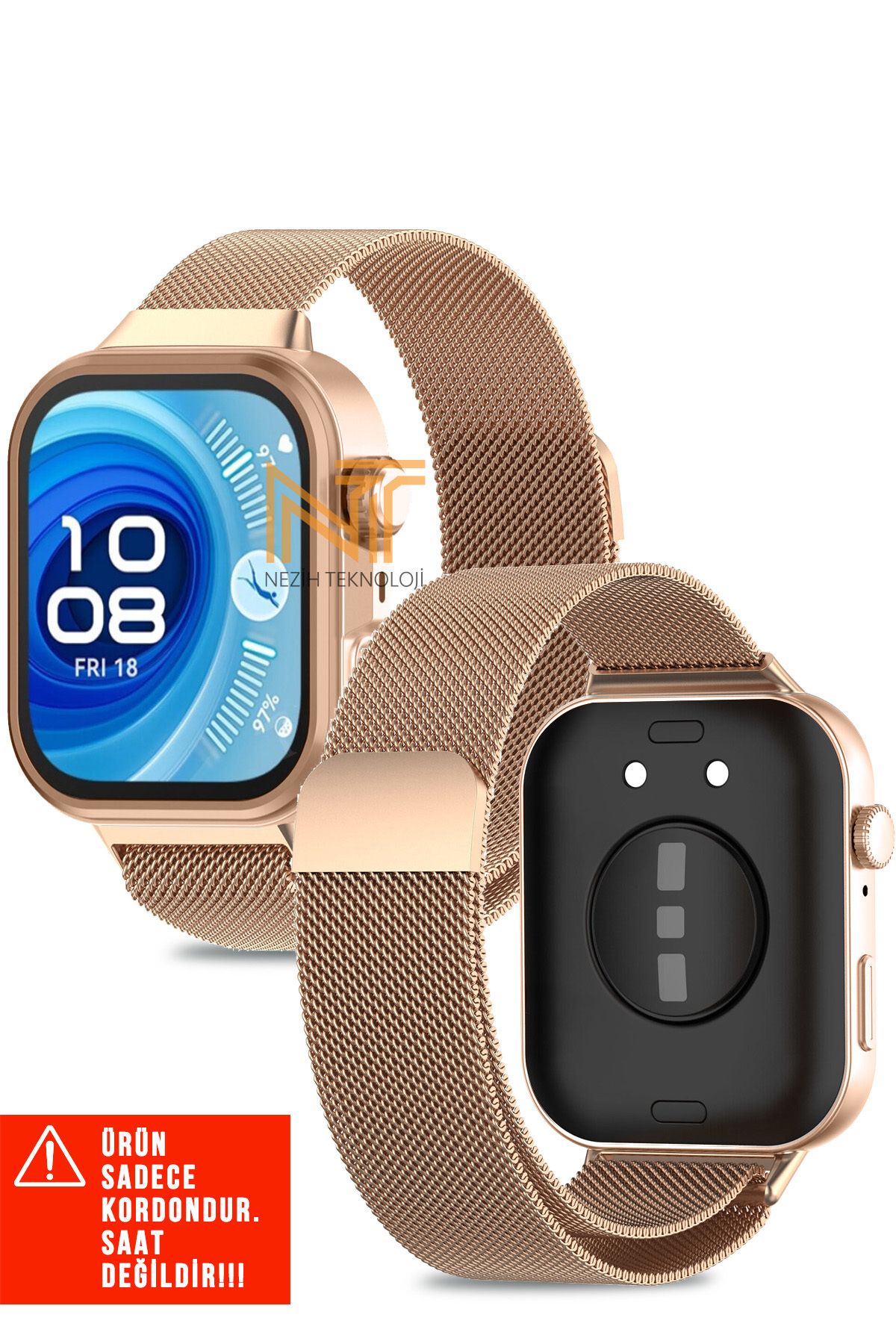 Nezih Case Huawei Watch Fit 4 Pro / Fit 4 Uyumlu Milanese Pratik Magnet Hasır Metal Kordon