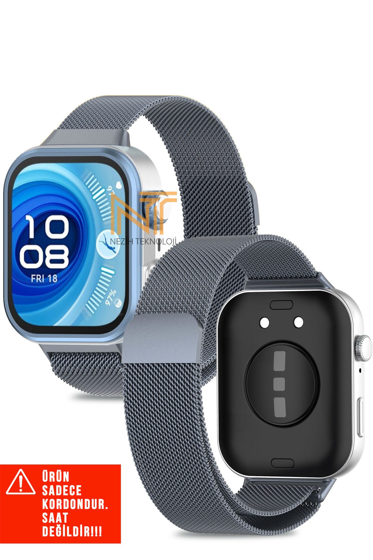 Nezih Case Huawei Watch Fit 4 Pro / Fit 4 Uyumlu Milanese Pratik Magnet Hasır Metal Kordon