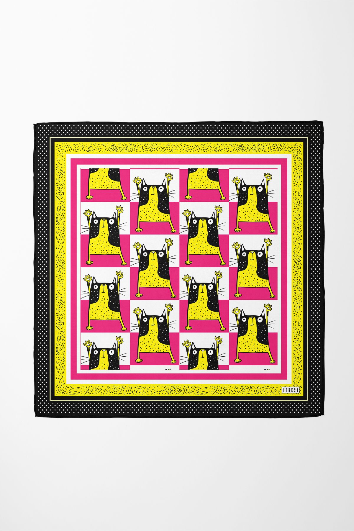 Sozakko Funny Cat Twill Kadın Saç & Boyun Aksesuarı – Bandana ve Fular
