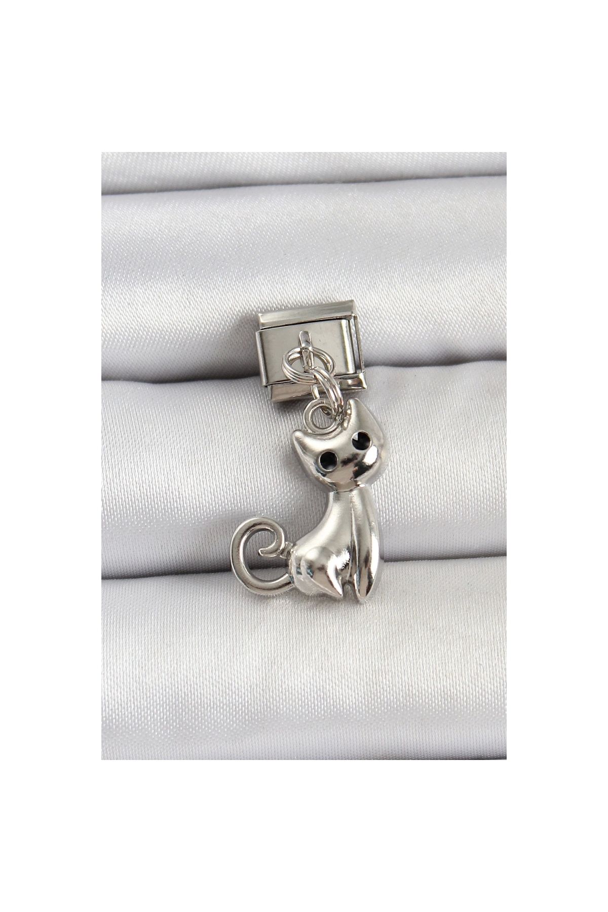 Narnuga 316L Çelik Renk Kedi Model Nomination Charm - TJ-BC1494