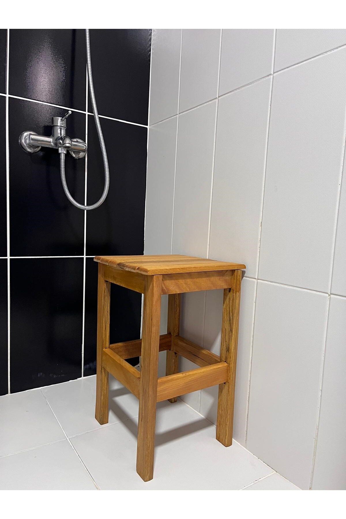 ERBAYLAR POLYESTER Kayın ahşap banyo taburesi 37cm