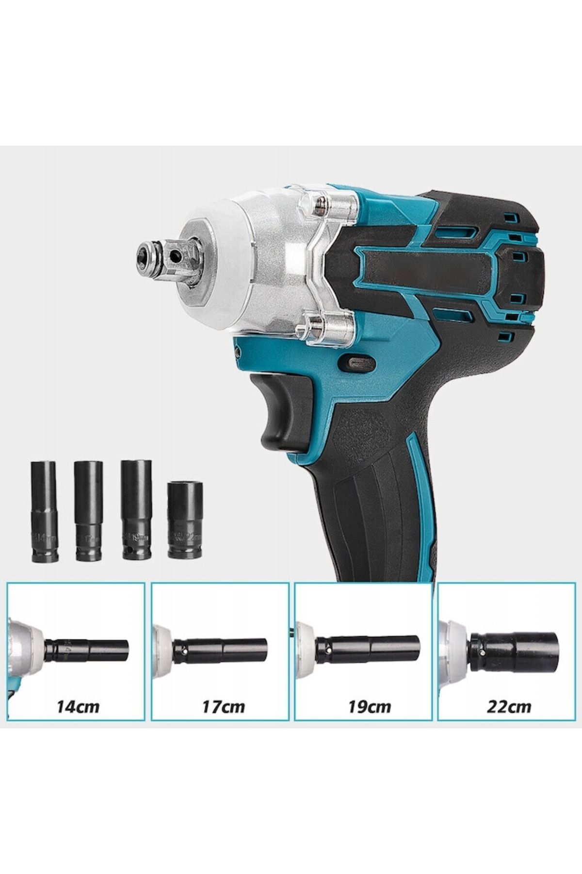 GENERAL-Cordless impact wrench, 520 N.m, ergonomic handle, LED light, set with 2 batteries and accessories 4