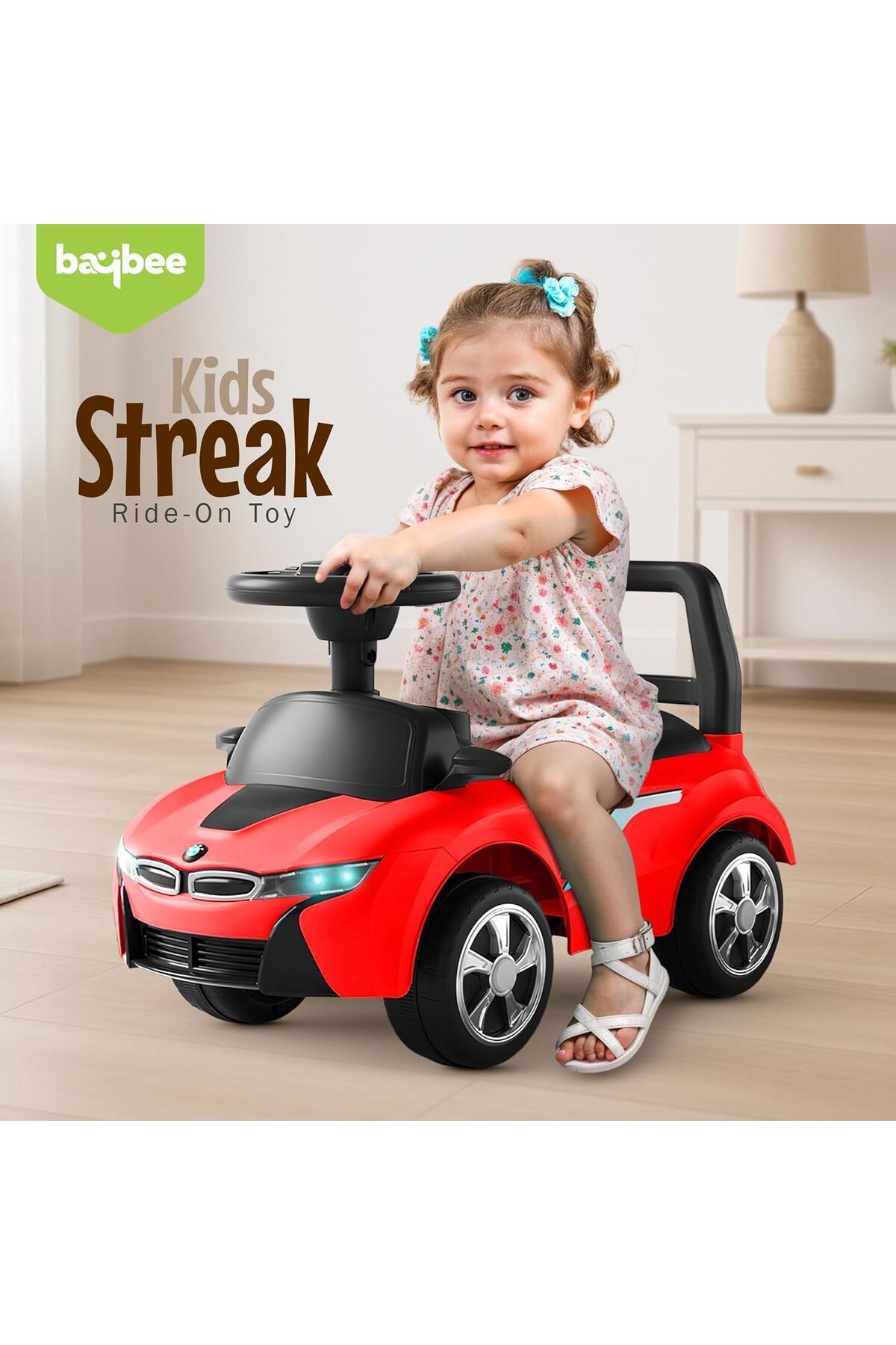 rexa-Streak Ride on Car for Kids Push Car for Toddler with Horn Button Storage & High Backrest 3