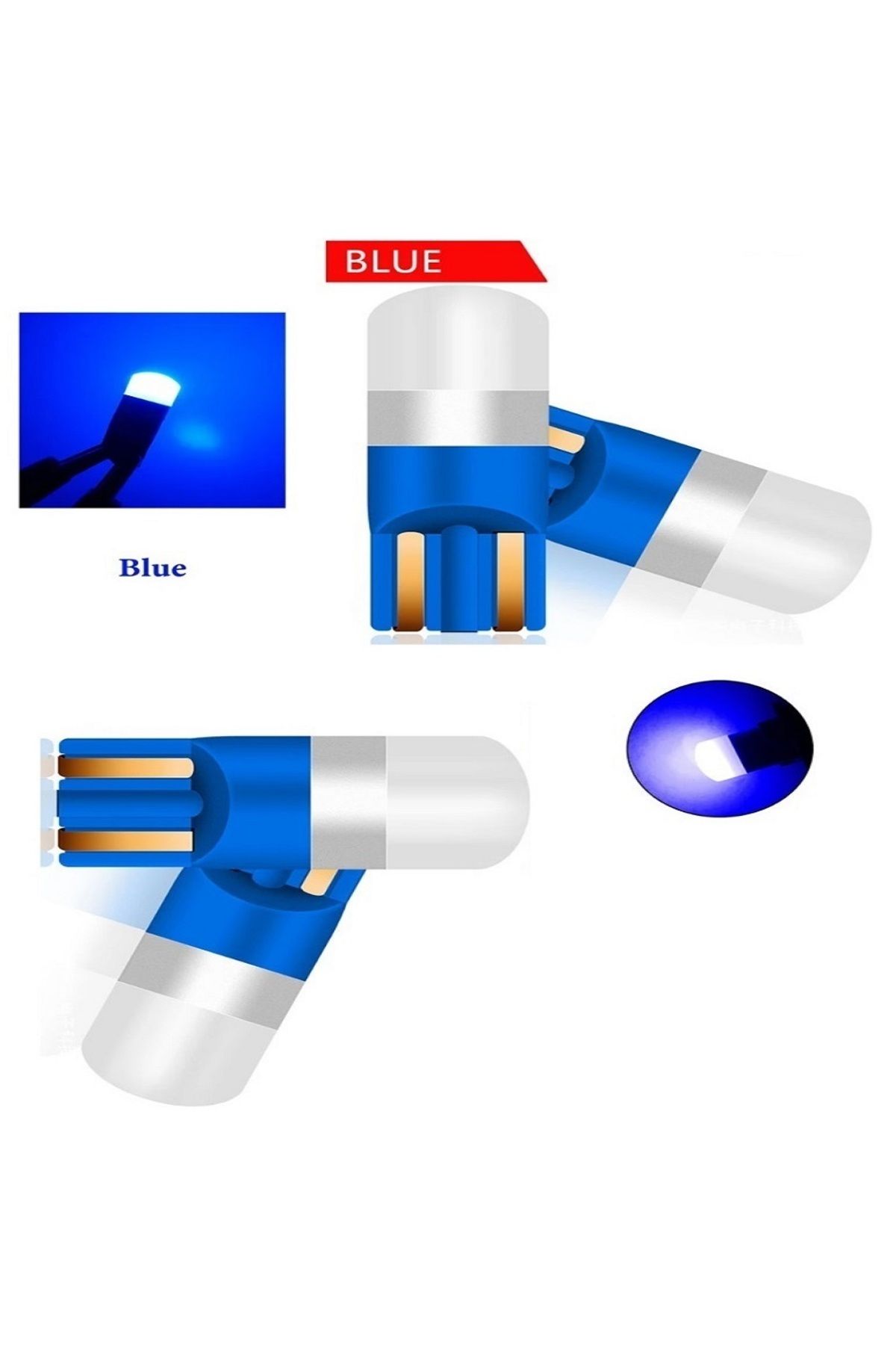 orco (4XADET) 1 SET PROFESSIONAL T10 LED 12V THERMOPLASTIC CERAMIC BLUE DİPSİZ AMPUL