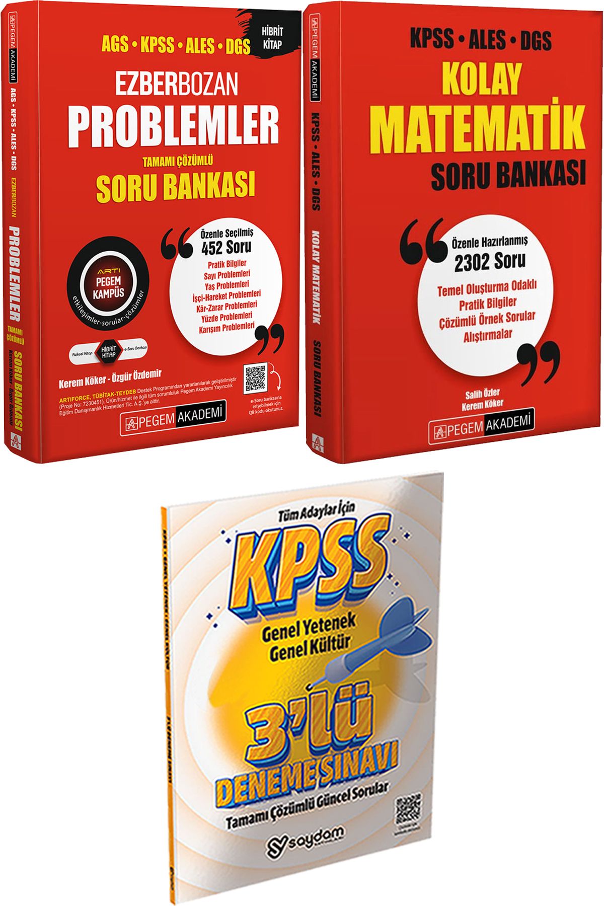 Pegem Akademi Yayıncılık Ezberbozan Problemler Çözümlü Soru - Kolay Matematik Soru Bankası + 3 Deneme Hediye