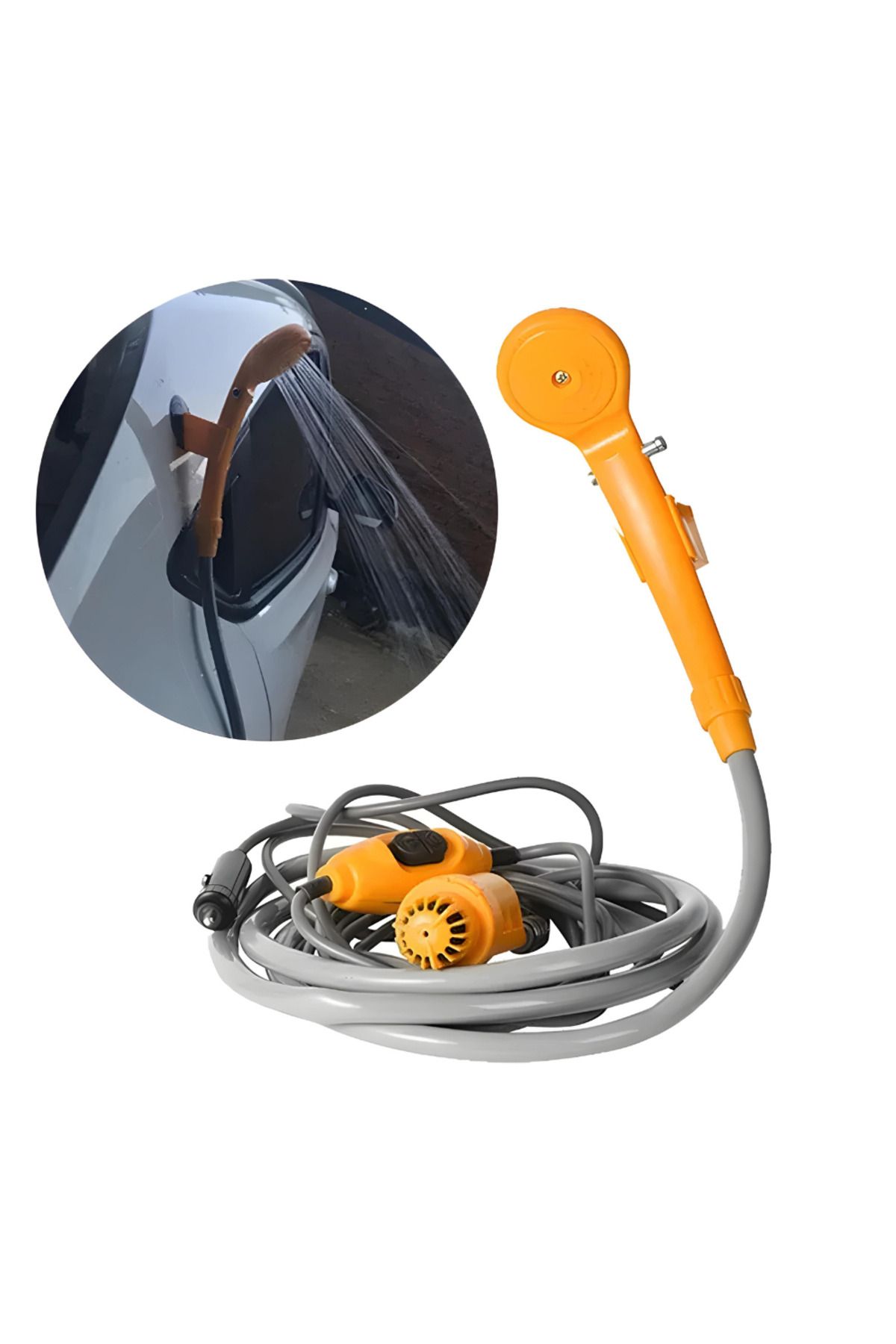 Generic-APF Portable Shower Kit for Travel with Electric Pump and 12V Car Cigarette Lighter Power 2