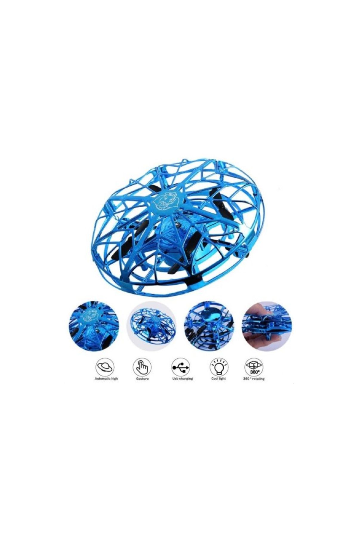 Generic-Mini drone with infrared sensors, 360 degree rotation, gesture control, Blue 2