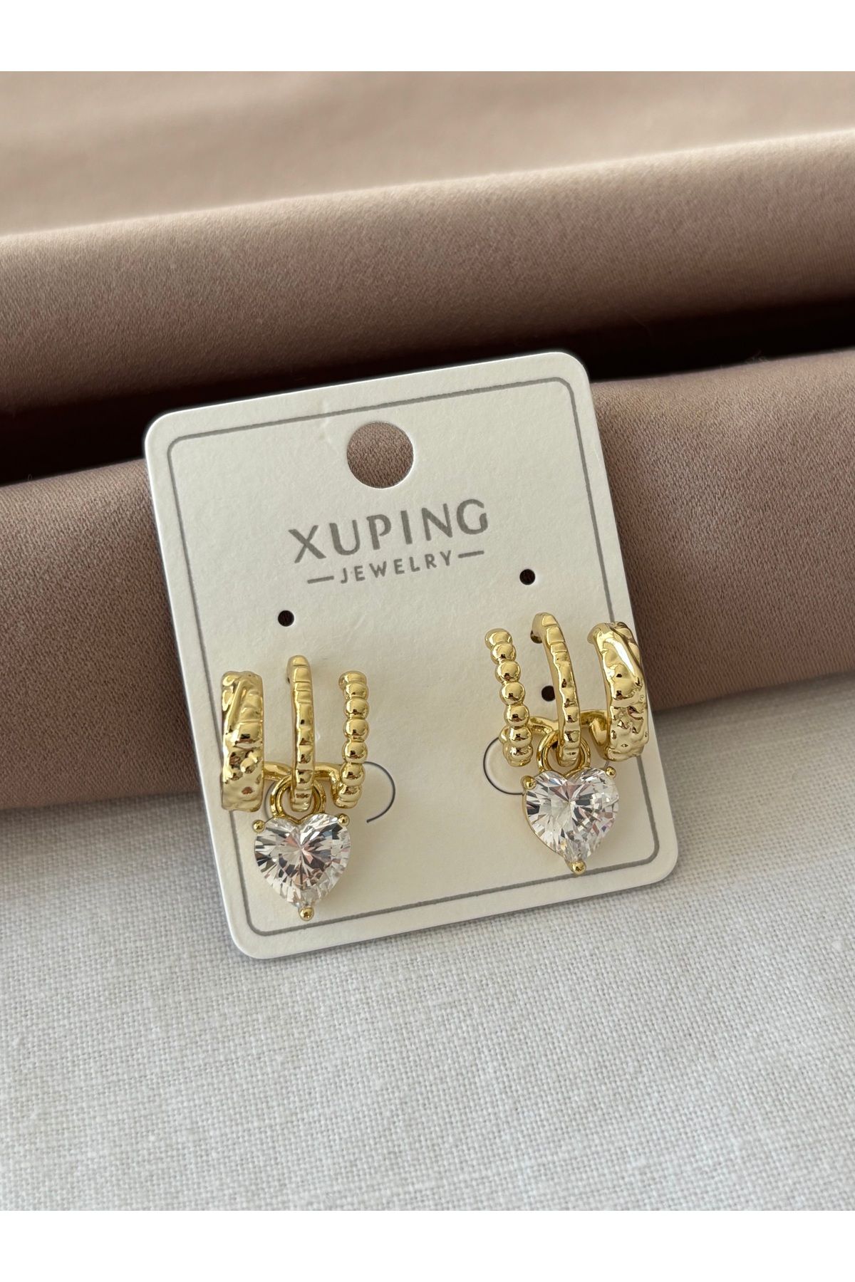 LİLAAKSESUAR Xuping 3’lü görünümlü zirkon taşlı küpe