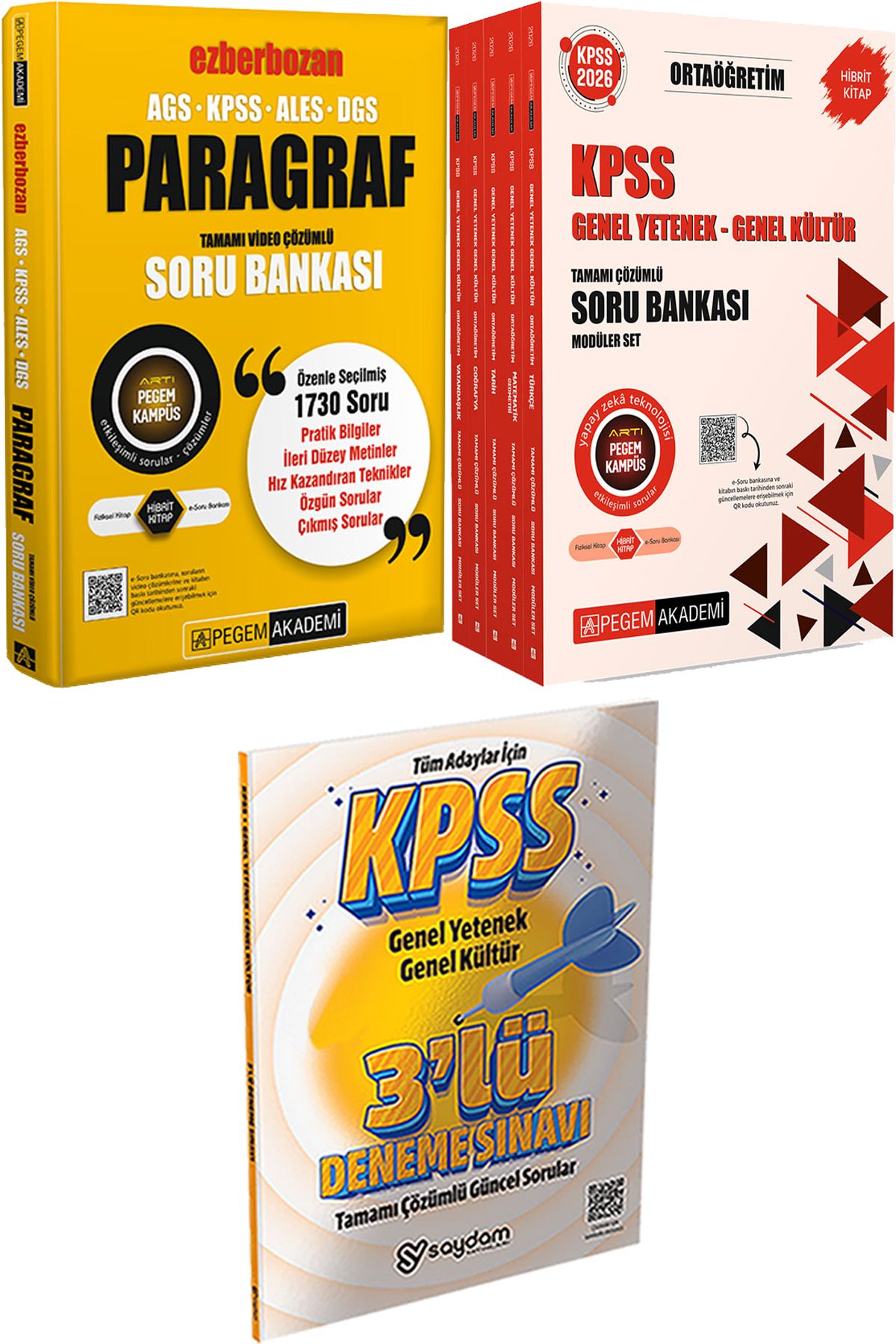 Pegem Akademi Yayıncılık Ezberbozan Paragraf Çözümlü Soru - 2026 KPSS Ortaöğretim Soru Modüler Set + 3 Deneme