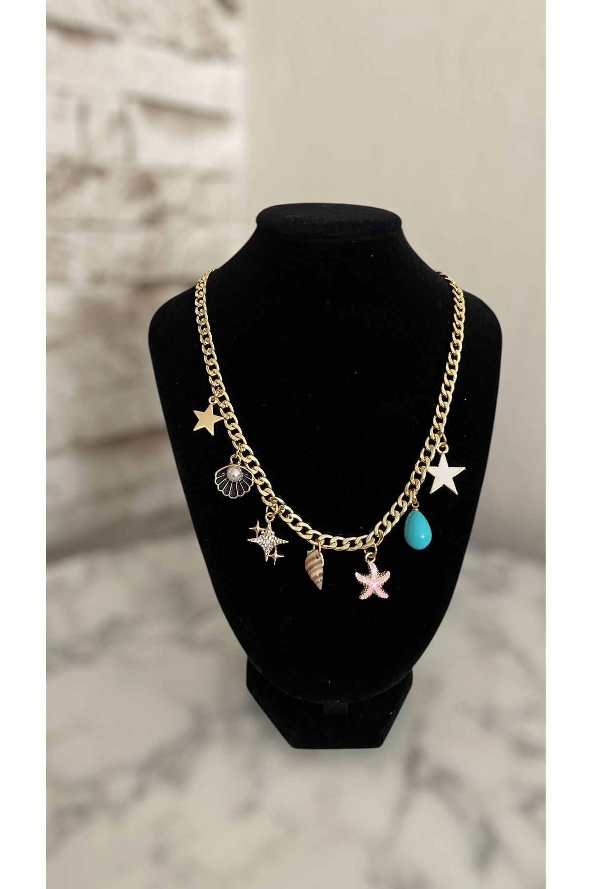 Velora Jewelry Deniz konseptli çelik yaz kolyesi bikini ve elbiseler üzerine çok yakışacak çoklu yaz kolyesi