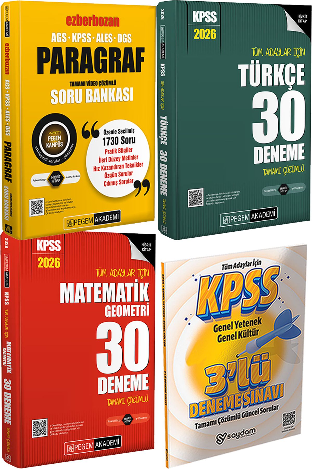 Pegem Akademi Yayıncılık Ezberbozan Paragraf Çözümlü Soru - 2026 KPSS Türkçe Matematik 30 Deneme + 3 Deneme