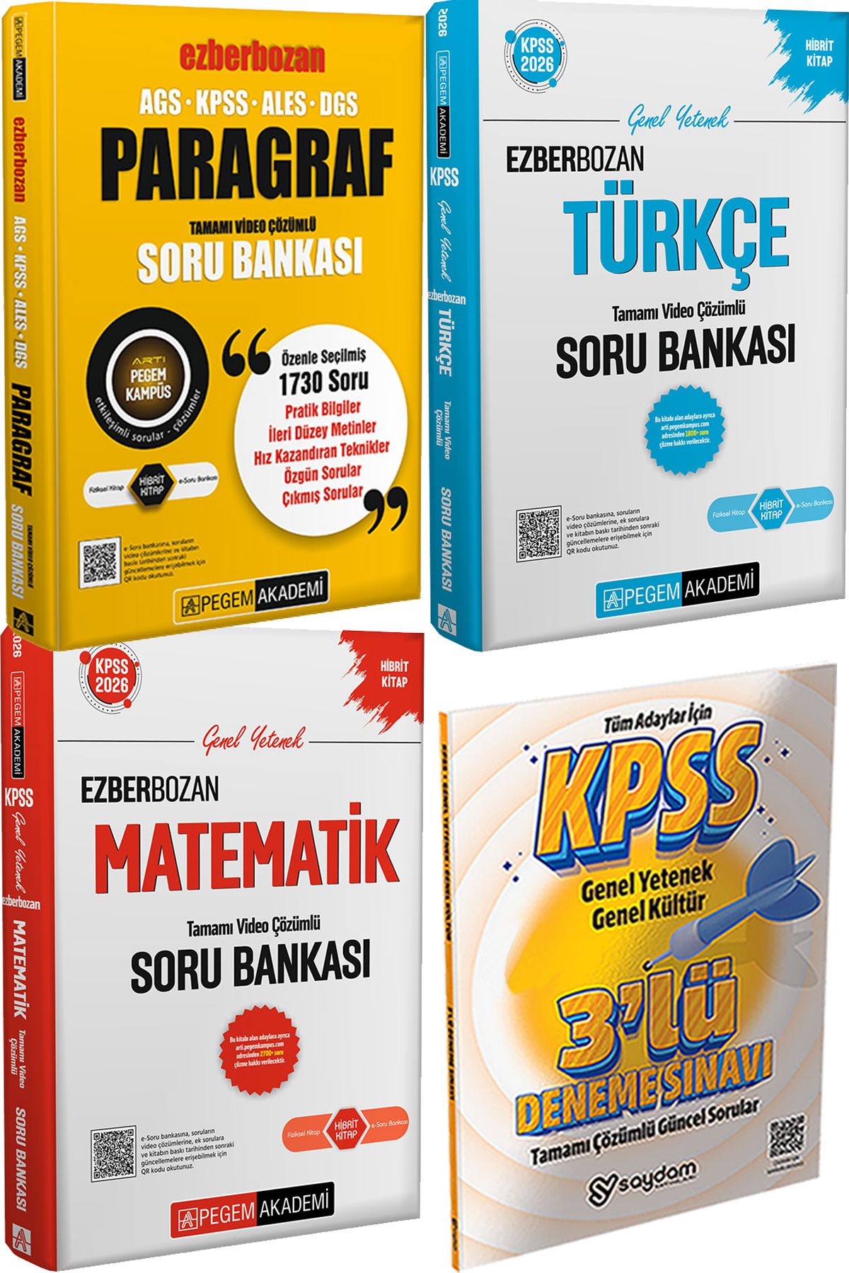 Pegem Akademi Yayıncılık Ezberbozan Paragraf Çözümlü Soru - Ezberbozan Türkçe Matematik Çözümlü Soru + 3 Deneme