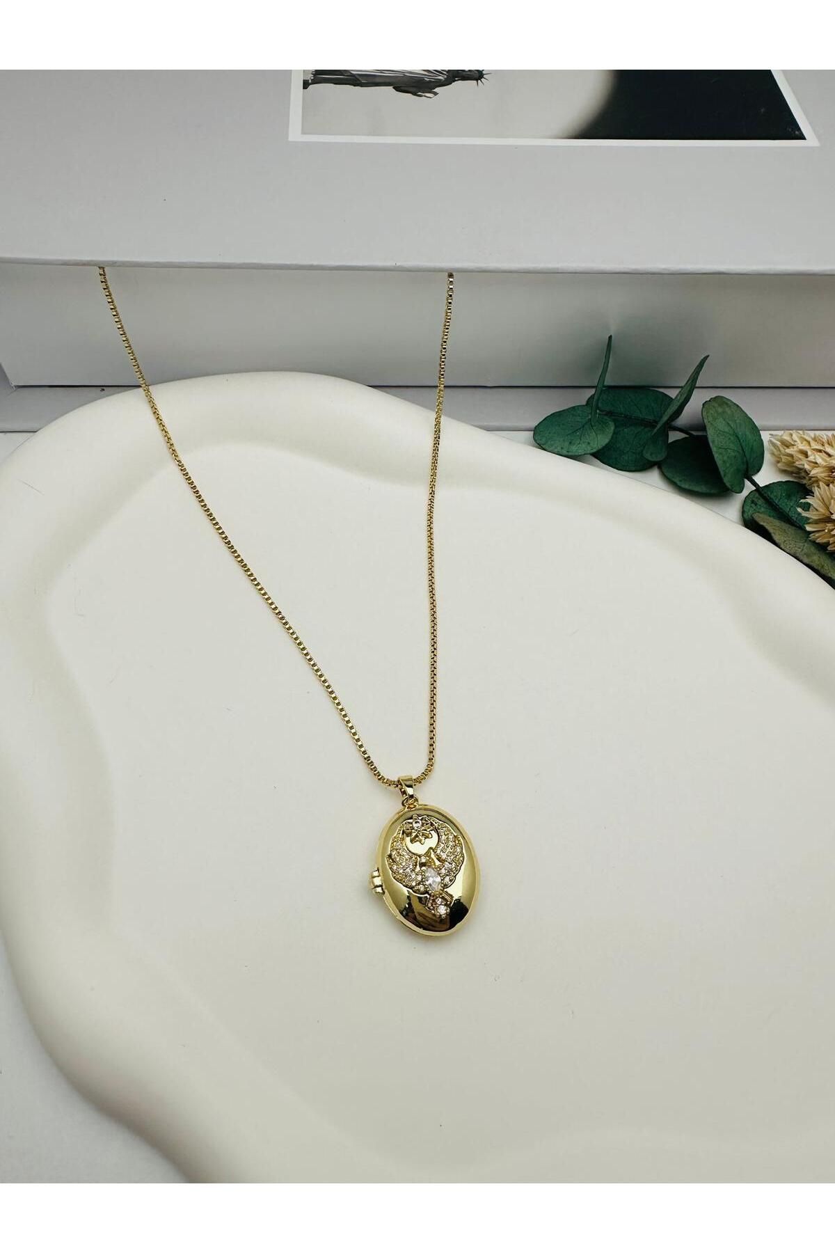 HEDİYELANDY Alya Çelik Kolye (Gold) 010683