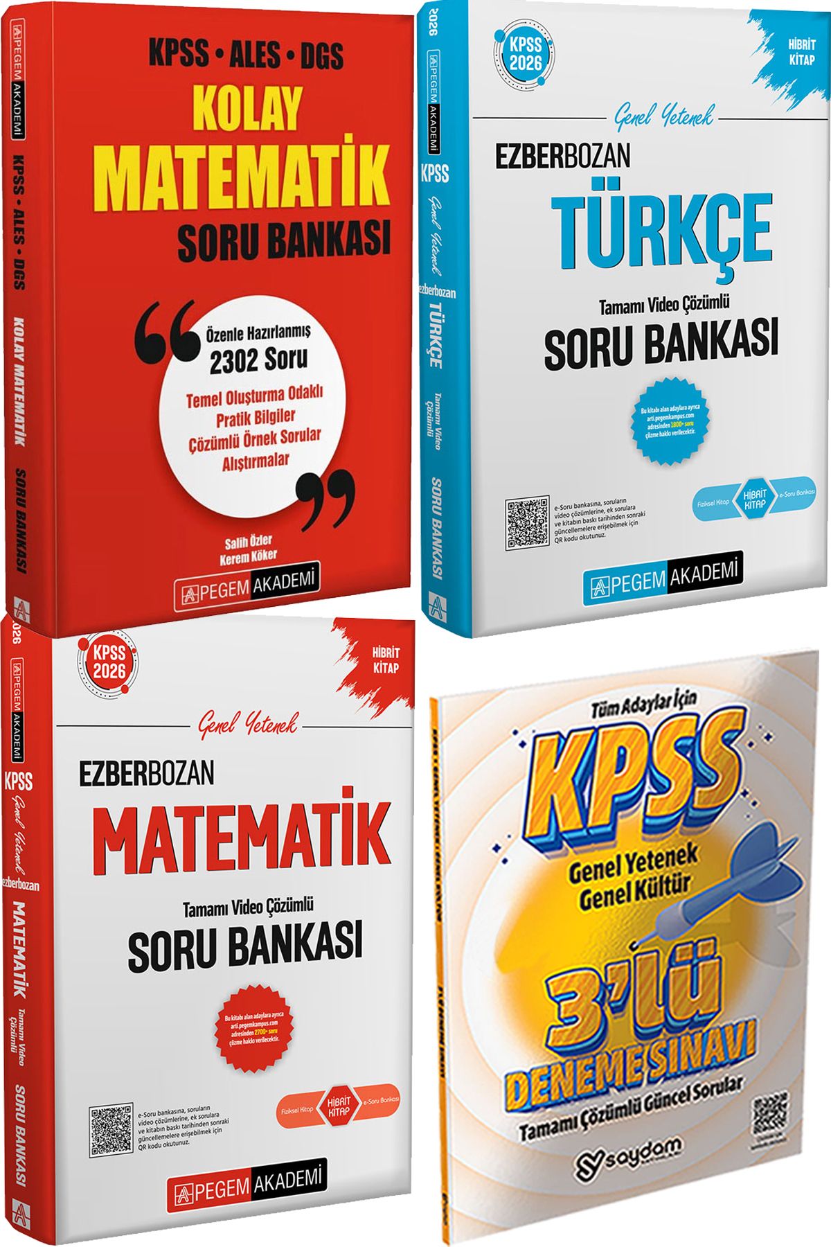 Pegem Akademi Yayıncılık Kolay Matematik Soru Bankası - Ezberbozan Türkçe Matematik Çözümlü Soru + 3 Deneme