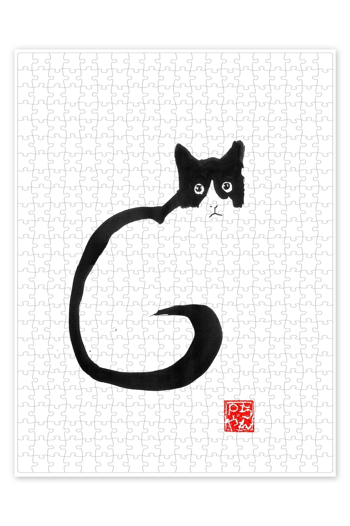 Jeronkarji Kedi silüeti 500 Parça Puzzle Yapboz Kedi Köpek Temalı Doğa ve Orman Hayvanları