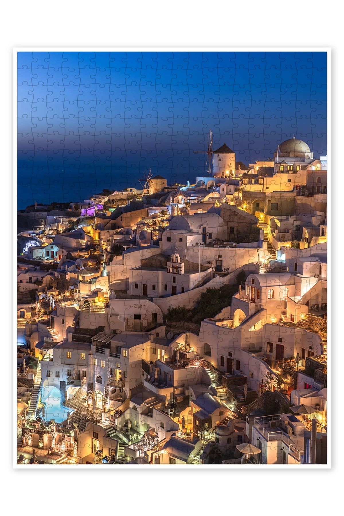 Jeronkarji Oia Santorini Yunanistan 500 Parça Puzzle Yapboz Şehir Manzara Temalı Hobilik