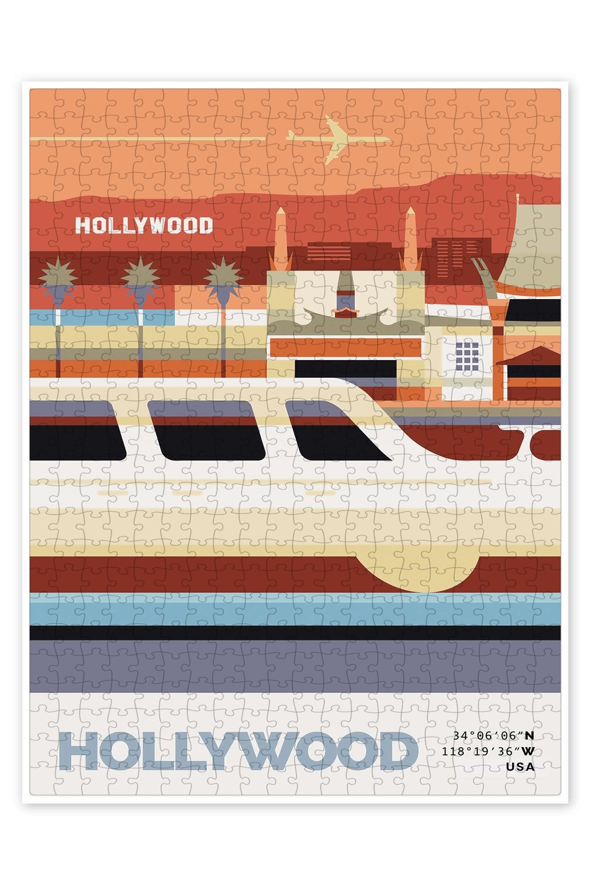 Jeronkarji Hollywood 500 Parça Puzzle Yapboz Şehir Manzara Temalı Hobilik