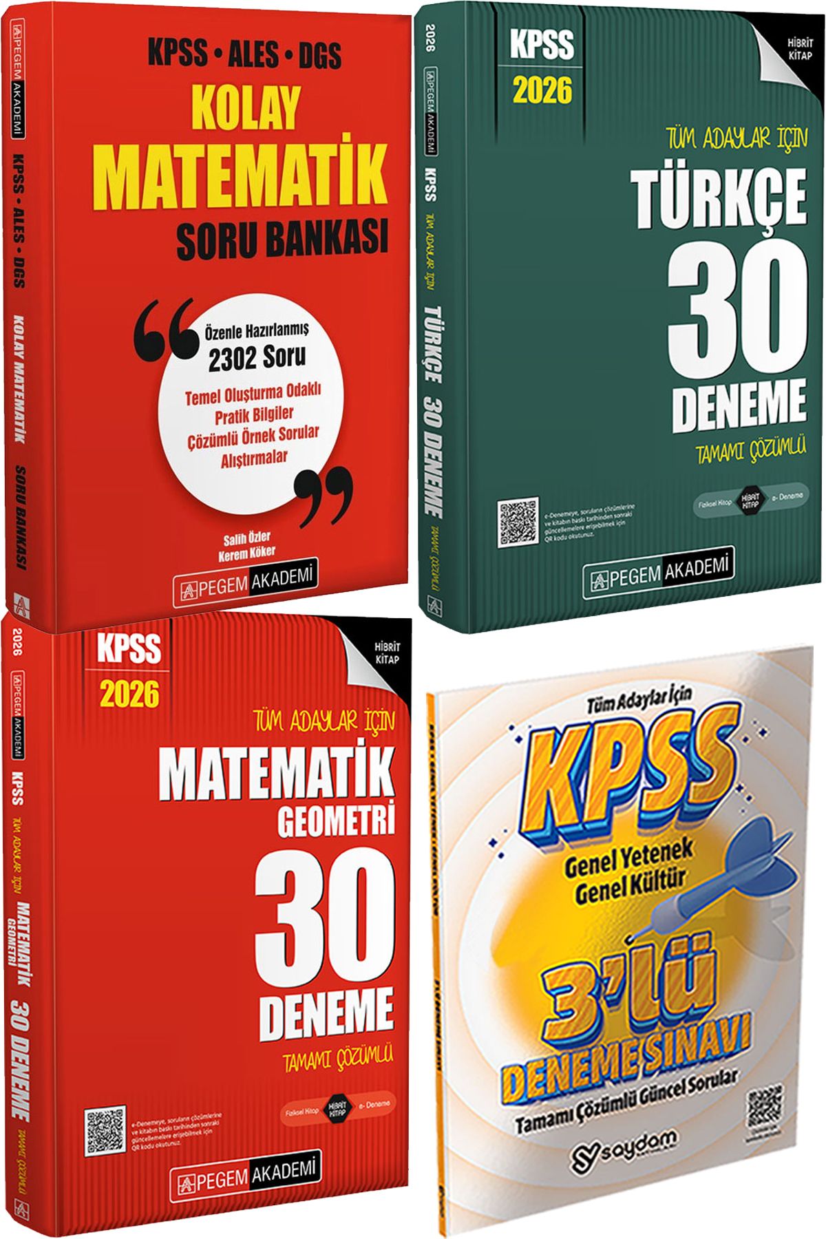 Pegem Akademi Yayıncılık Kolay Matematik Soru Bankası - 2026 KPSS Türkçe Matematik 30 Deneme + 3 Deneme