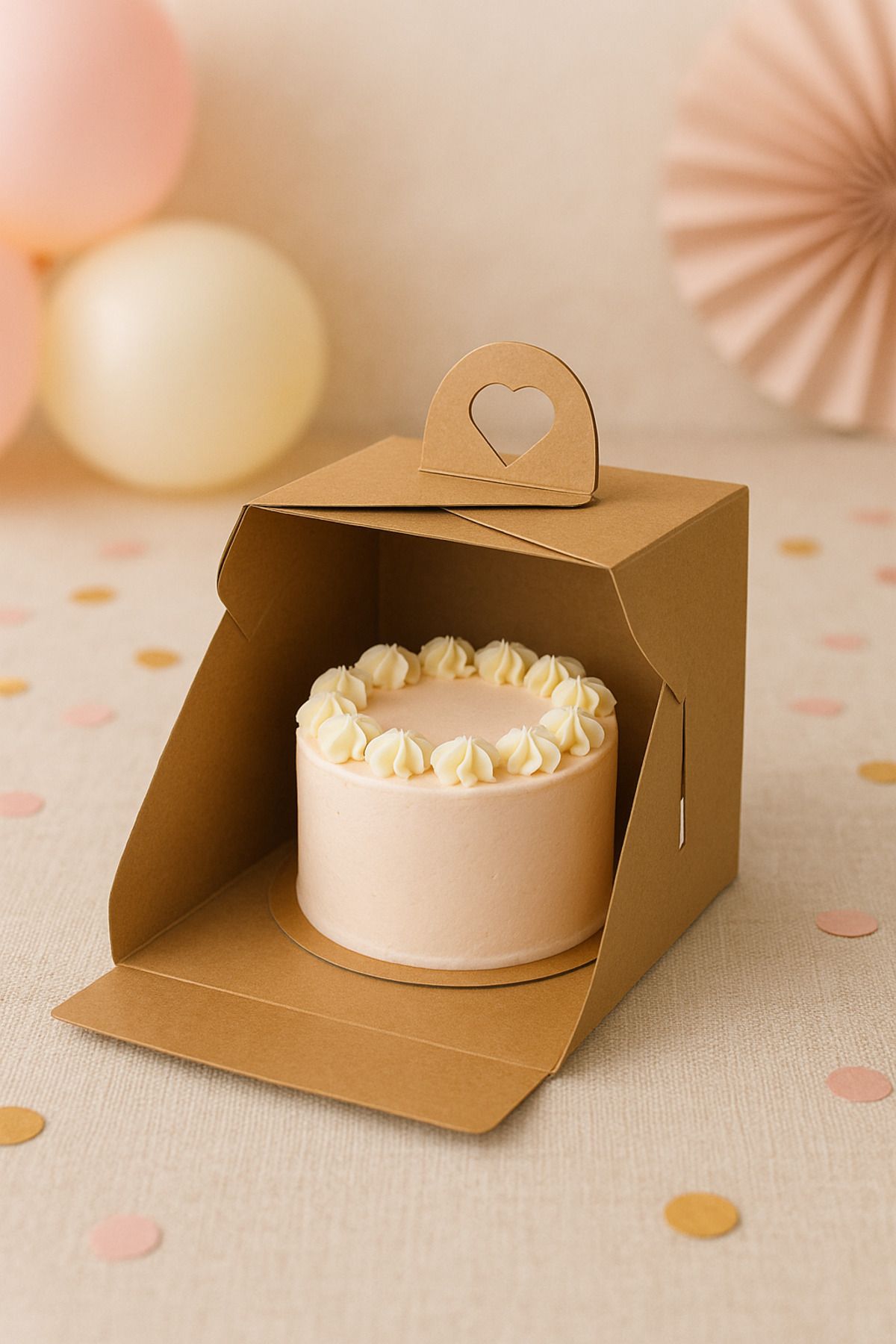 dandeliondesign Kraft Saplı Pasta Kutusu - Kulplu Pasta Kutusu