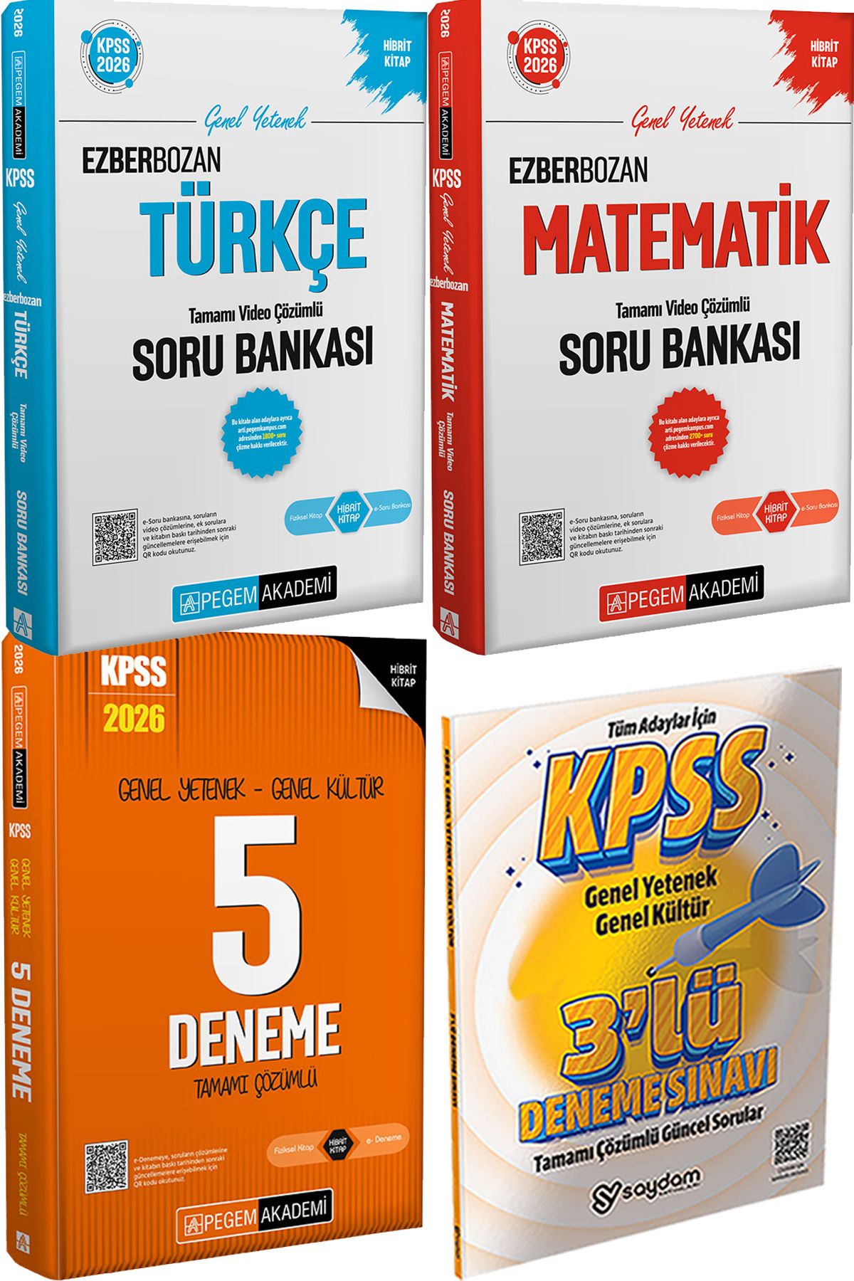 Pegem Akademi Yayıncılık Ezberbozan Türkçe Matematik Çözümlü Soru - 2026 KPSS Tamamı Çözümlü 5 Deneme + 3 Deneme