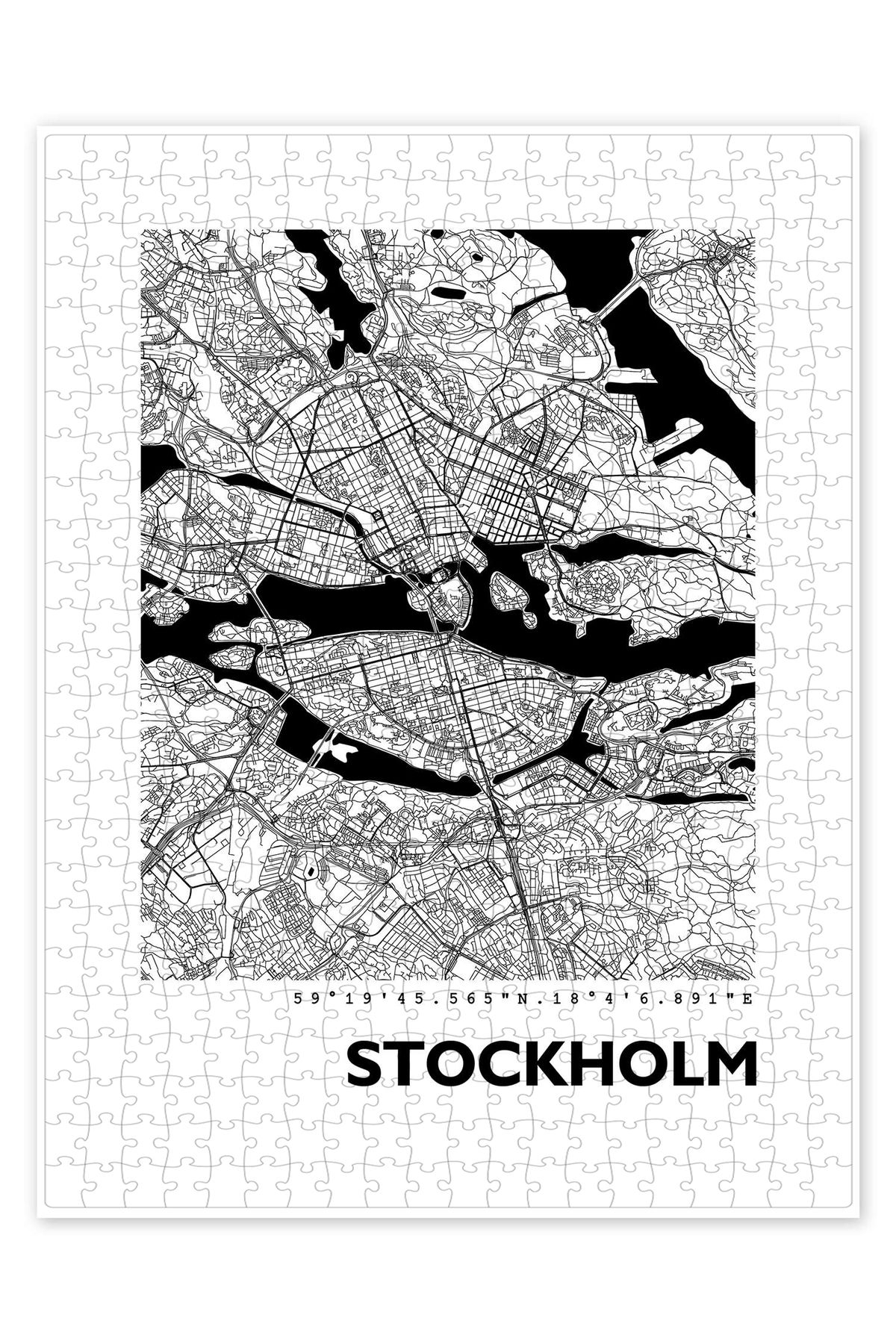 Jeronkarji Stockholm VI Şehir Haritası 500 Parça Puzzle Yapboz Şehir Manzara Temalı Hobilik