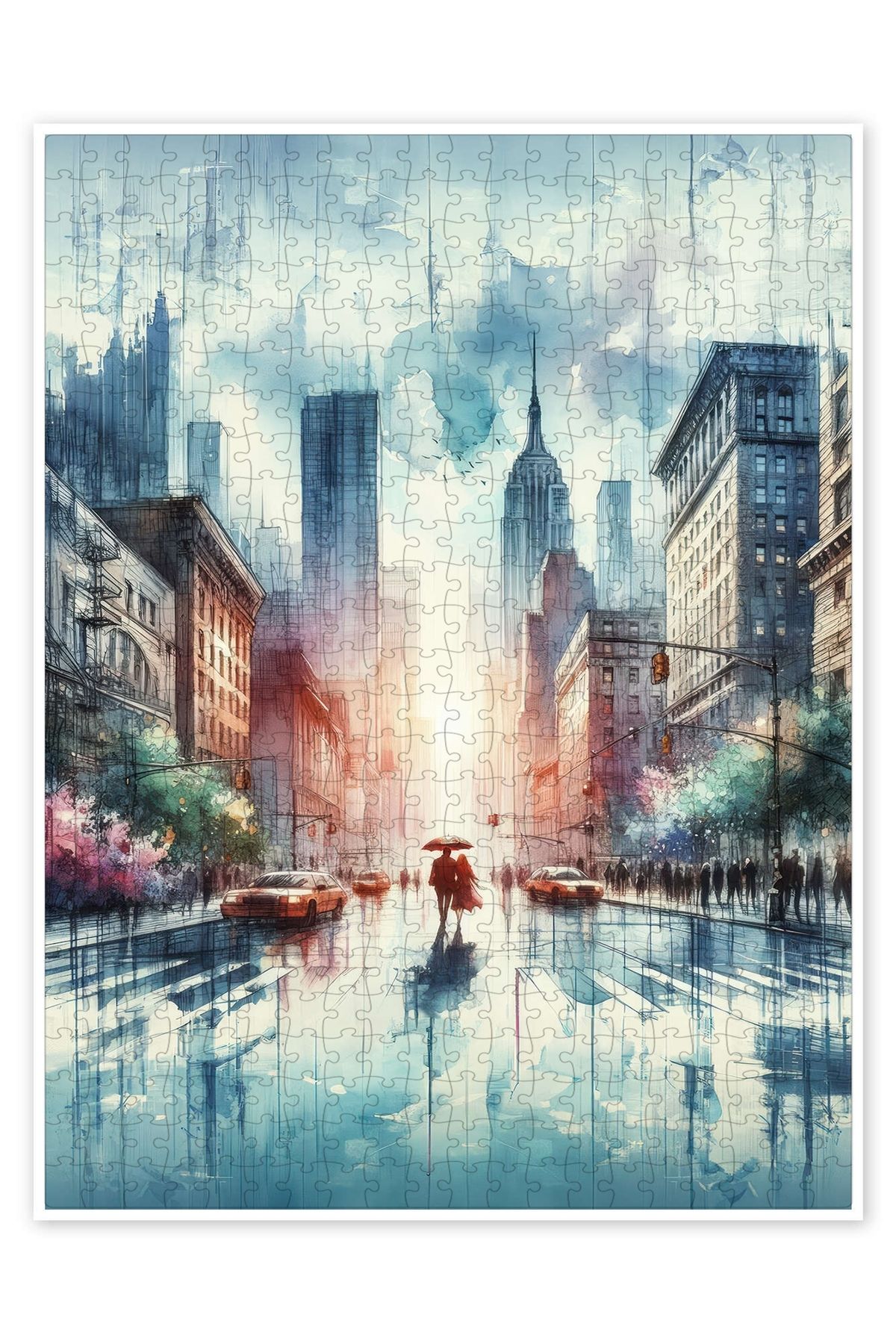 Jeronkarji New York'ta yürüyüş 500 Parça Puzzle Yapboz Şehir Manzara Temalı Hobilik