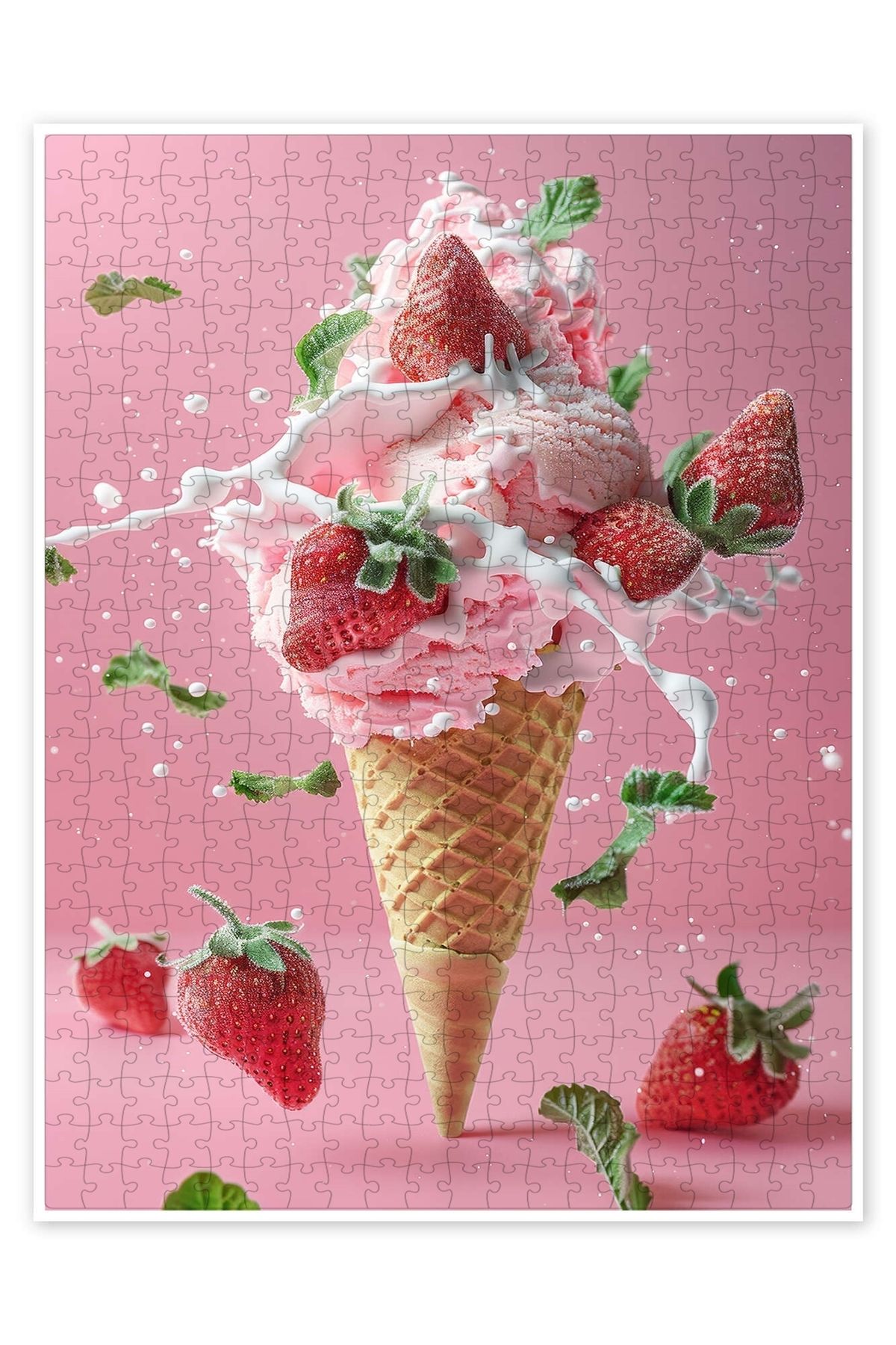 Jeronkarji Çilekli dondurma 500 Parça Puzzle Yapboz Mutfak Temalı Yetişkinler için