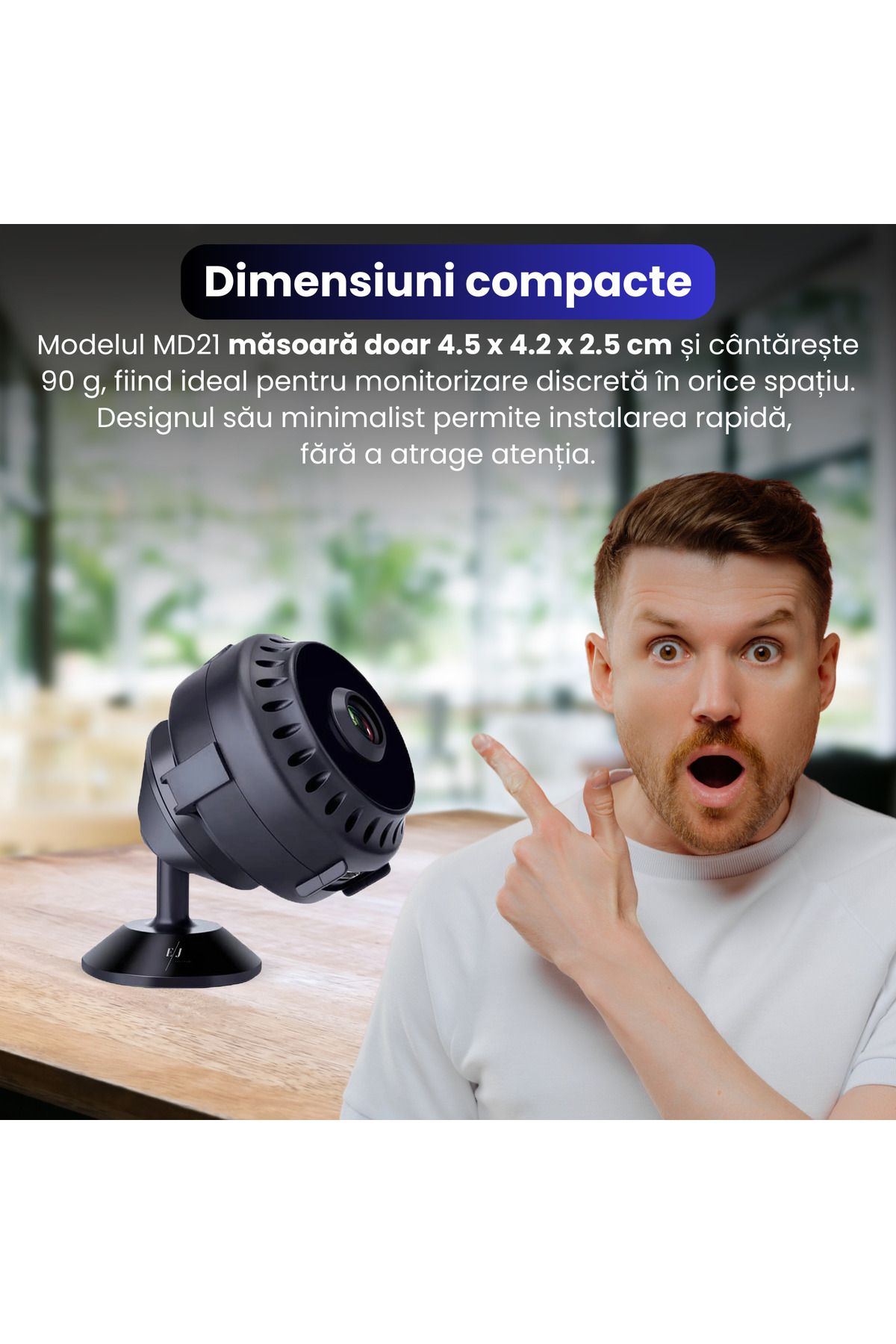 Spionescu-Mini Hidden WiFi Camera WD15, Full HD 1080P, Night Vision, AI Motion Detection, Loop Recording 7
