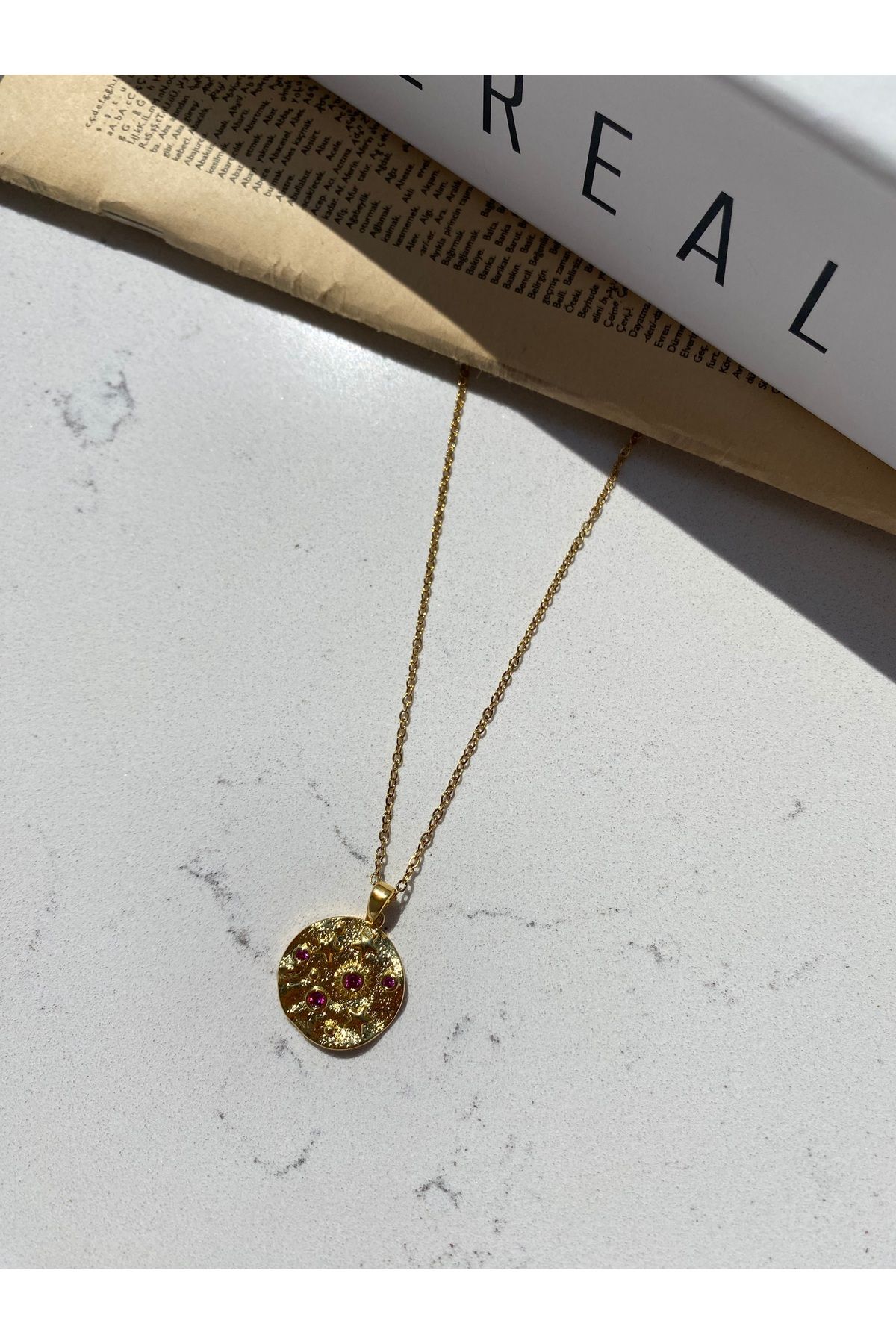 shop Çelik kolye, yıldız ve taş detaylı kolye