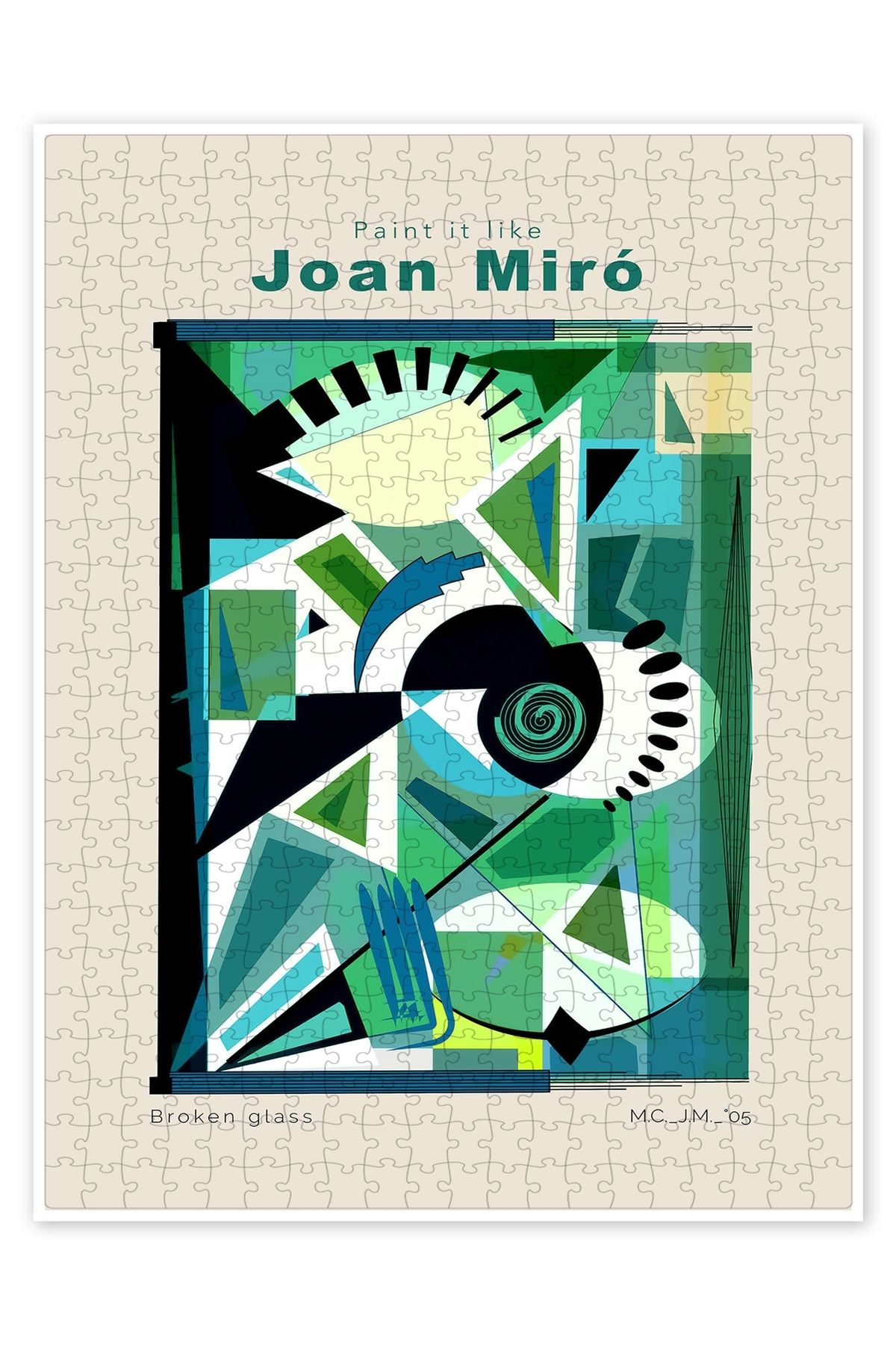 Jeronkarji Joan Miró - Kırık cam 500 Parça Puzzle Yapboz Bohem Soyut Sanat Temalı