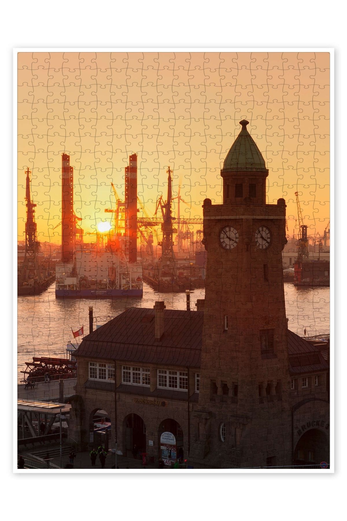 Jeronkarji Landungsbrücken, Hamburg 500 Parça Puzzle Yapboz Şehir Manzara Temalı Hobilik