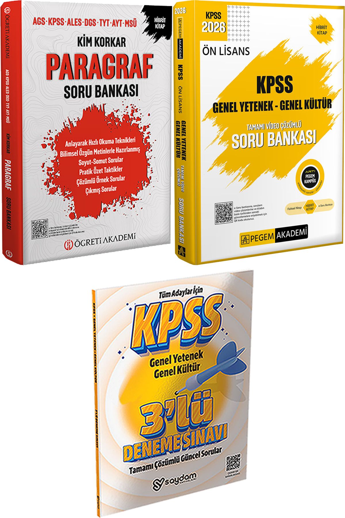 Pegem Akademi Yayıncılık Kim Korkar Paragraf Soru Bankası - 2026 KPSS Ön Lisans Soru Video Çözümlü + 3 Deneme