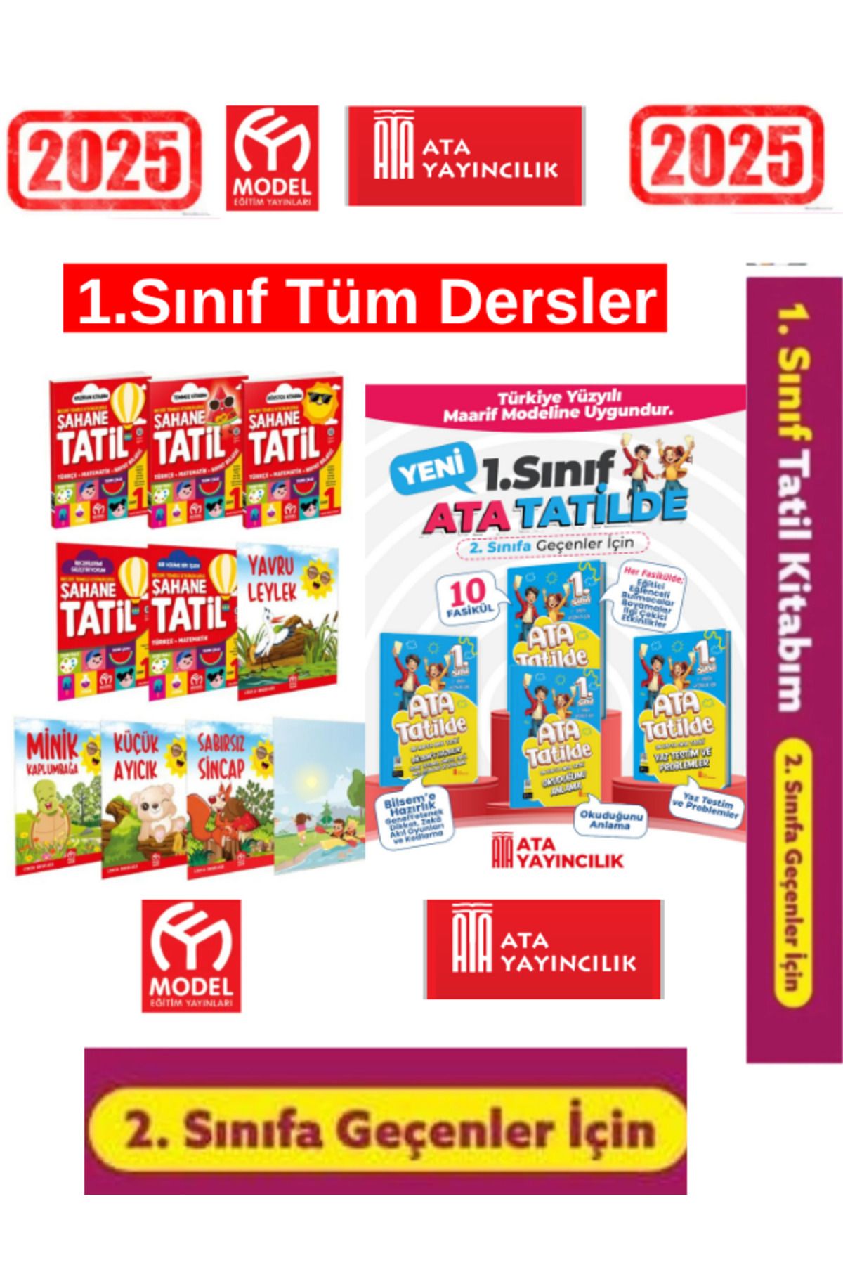 Okyanus Yayıncılık Model Eğitim 1.Sınıf Şahane Yaz Tatil Kitabı+Ata 1.Sınıf 12 Haftalık Yaz Tatil Seti