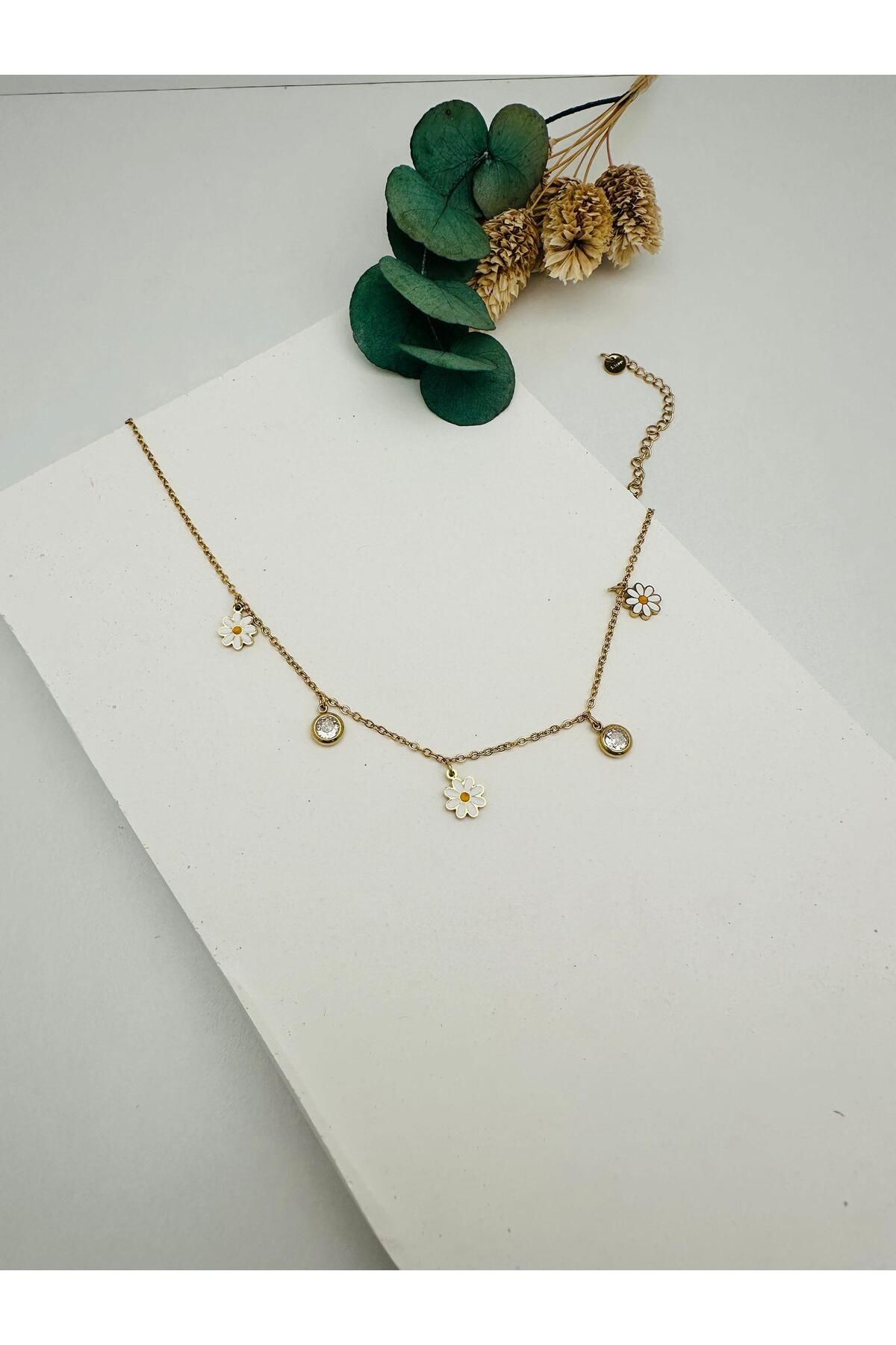 GLY ÇLKBİJUTERİ Papatya Detaylı Çelik Halhal (Gold) Hb 0246