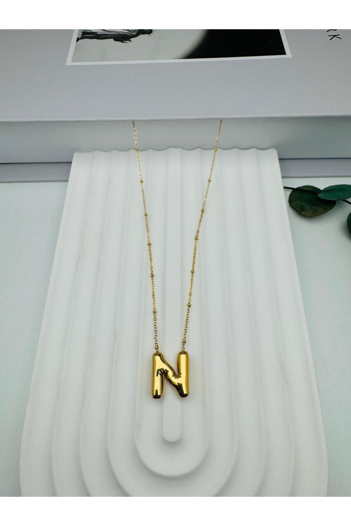 nerede bulurum Balon (N) Harf Çelik Kolye (Gold) KLY 0106-06