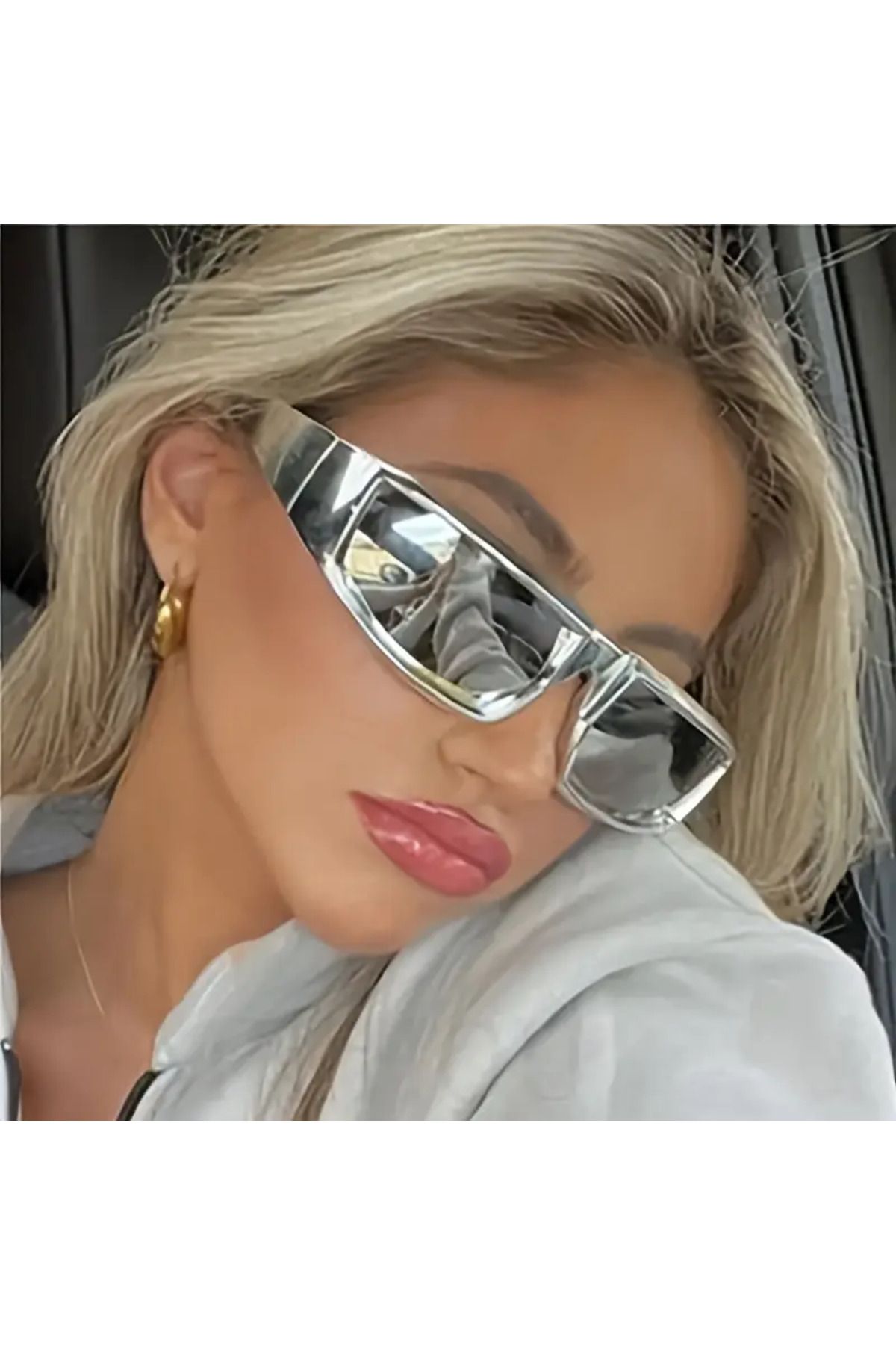 ZOZO TOMI Polygon Wrap Style Teknoloji Gözlükleri Gümüş Kaplama Moda Güneş Gözlüğü