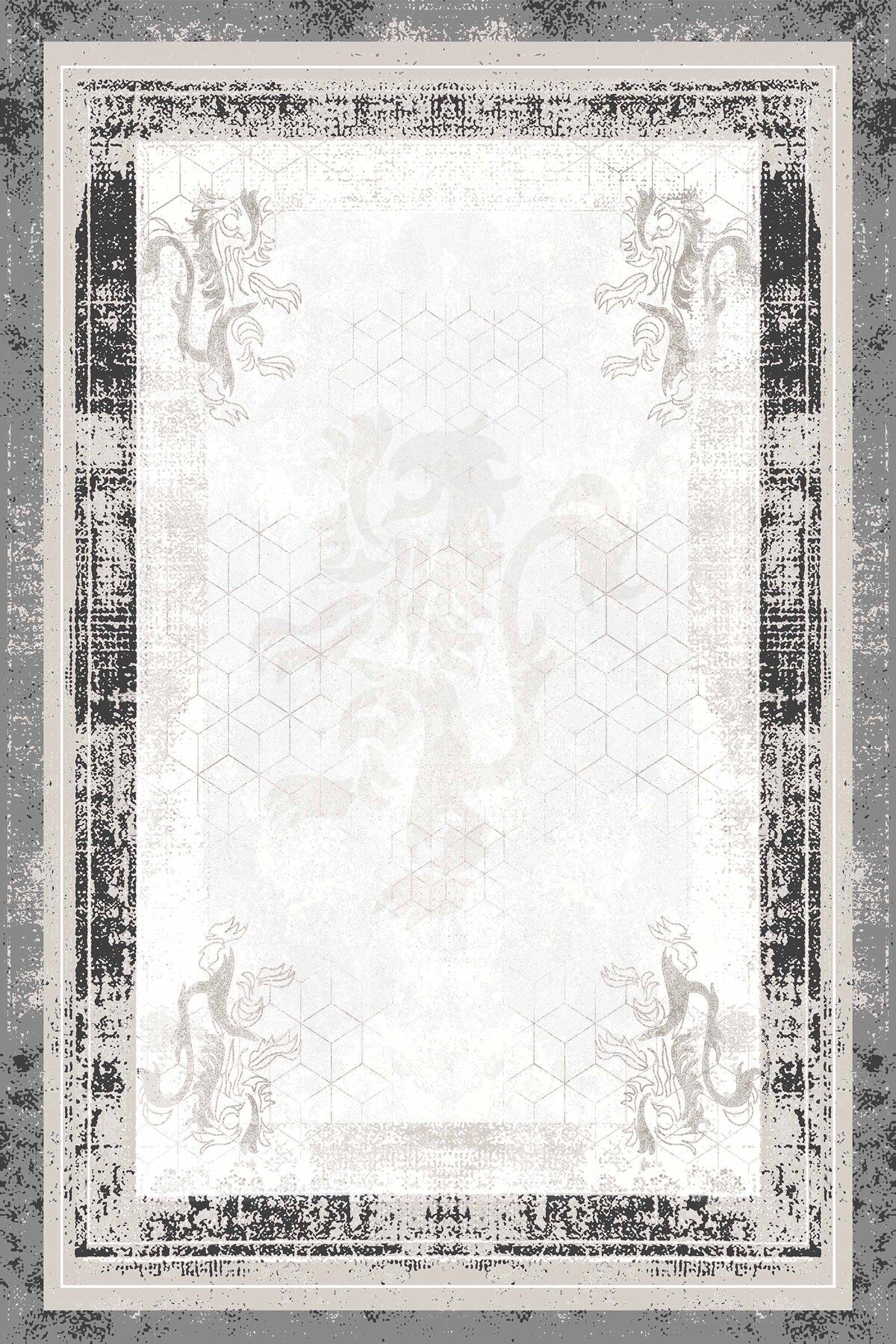 Halı Gri Bej Dijital Baskı Özel Tasarım Halı DESIGN BY GÜNEŞ