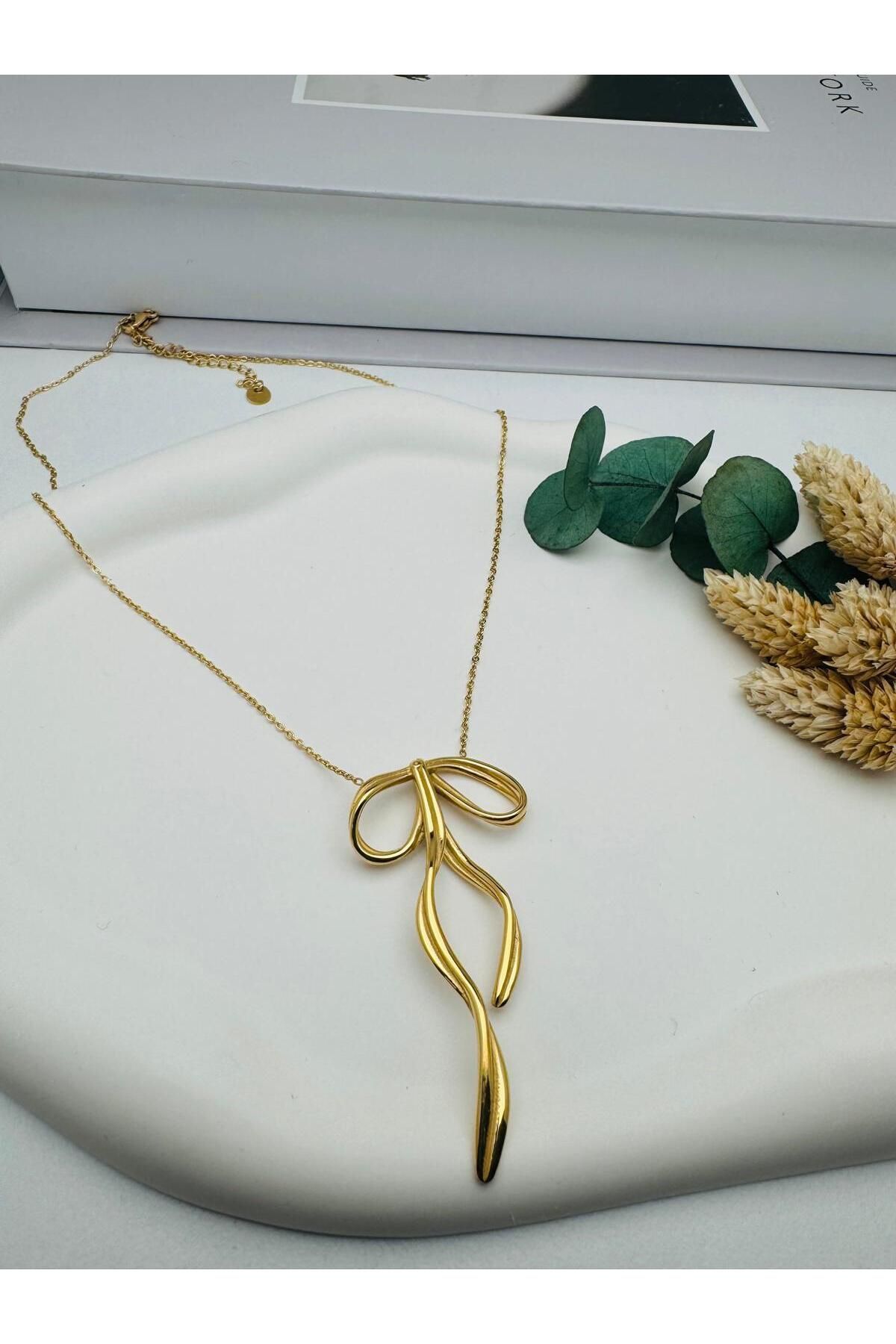 nerede bulurum Fiyonklu Çelik Kolye (Gold) 0106342