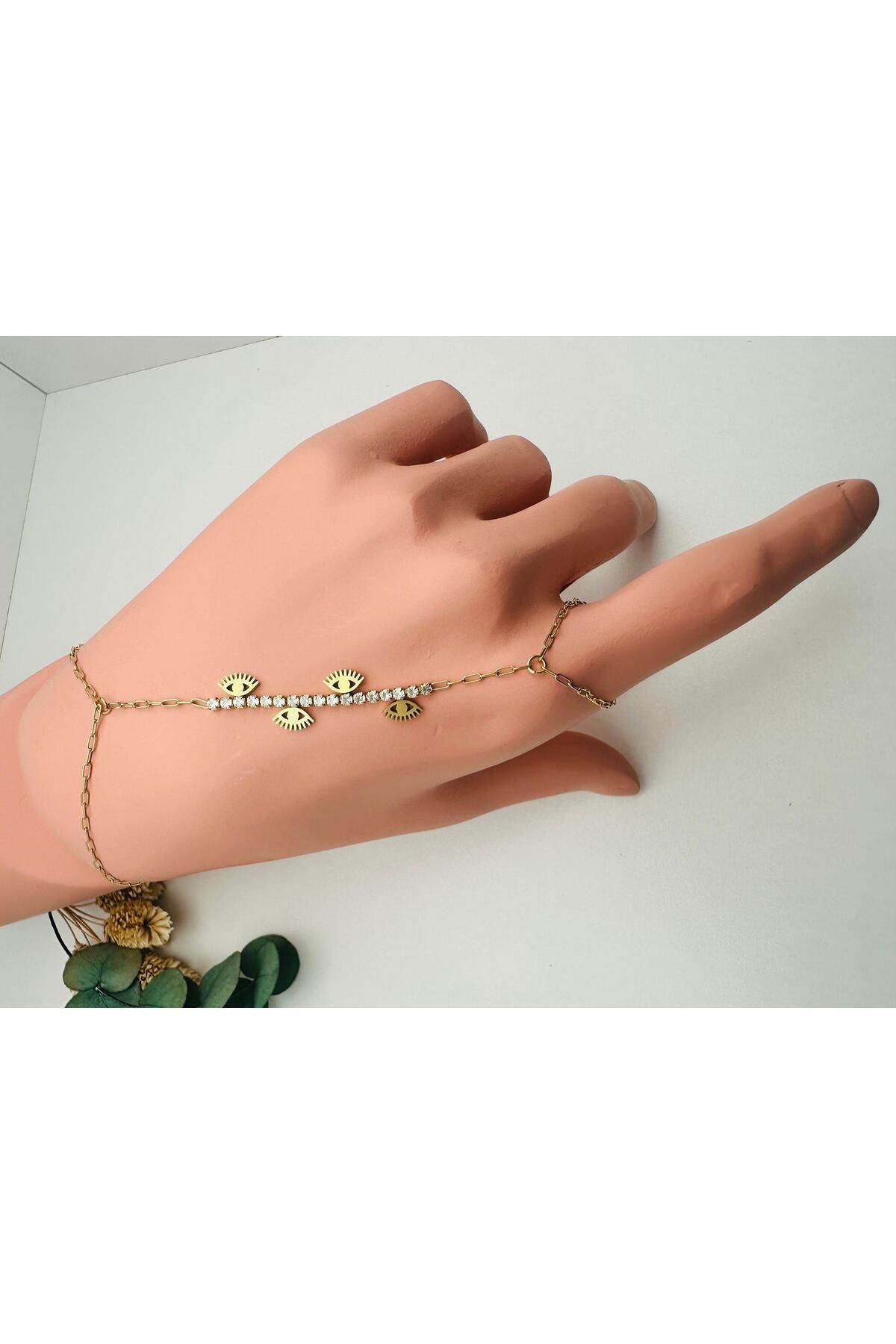 GLY ÇLKBİJUTERİ Göz ve Taş Detaylı Çelik Şahmeran (Gold) Şh 5338