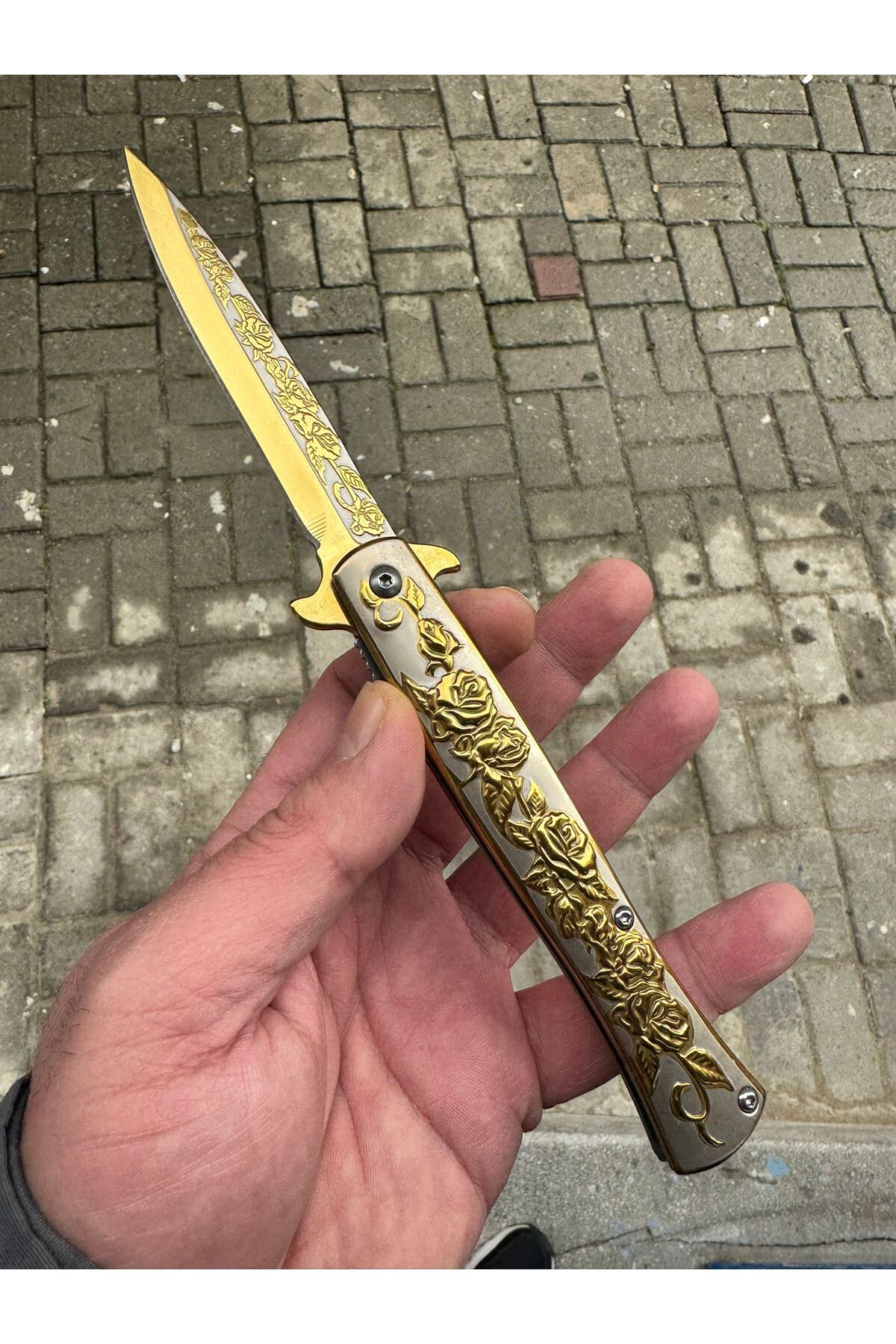 hafız ömer efendi değişmeyen kalite 1829 Gold Gül Motifli Çelik Çakı