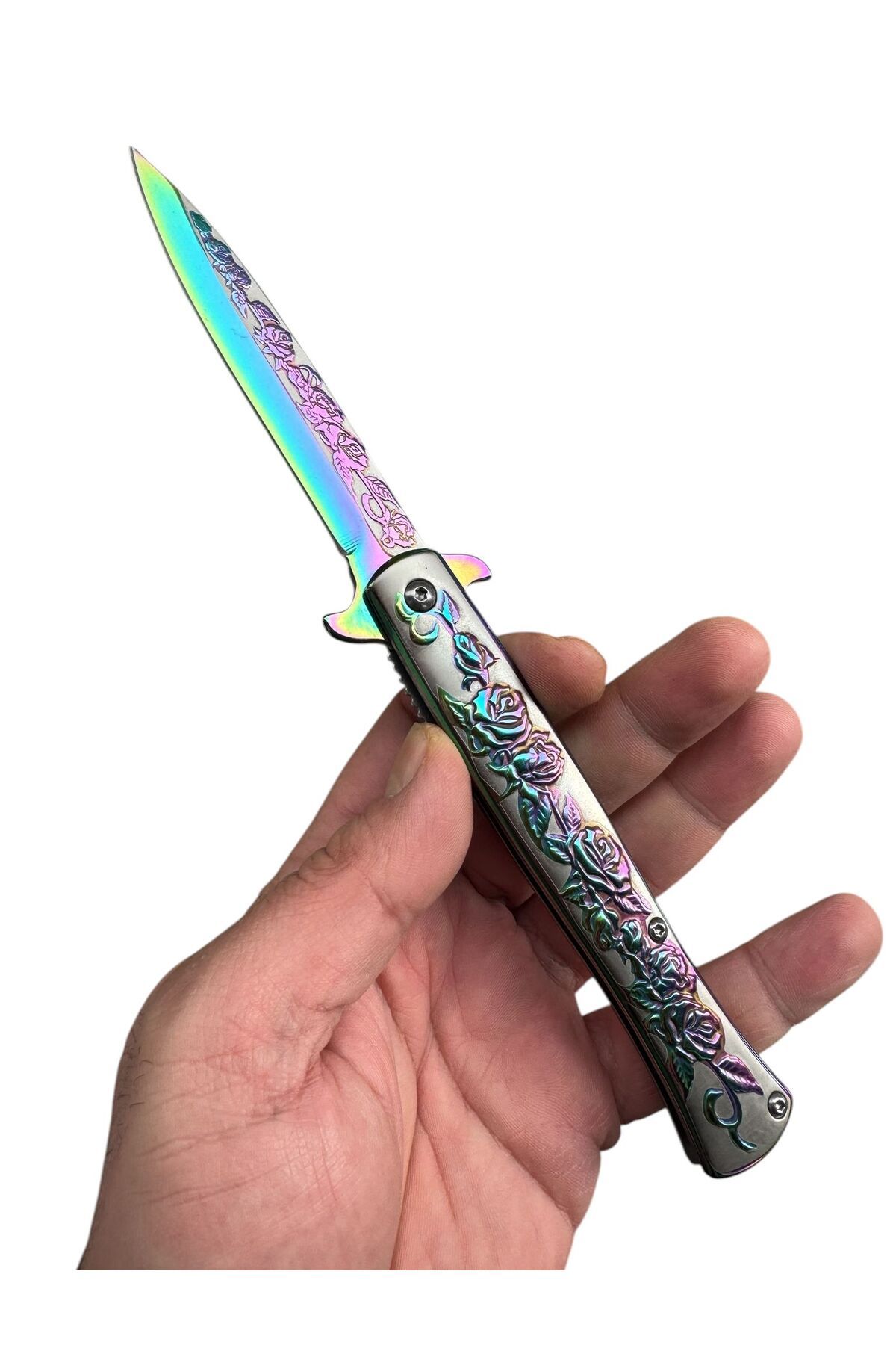 hafız ömer efendi değişmeyen kalite 1829 Rainbow Gül Motifli Çelik Çakı