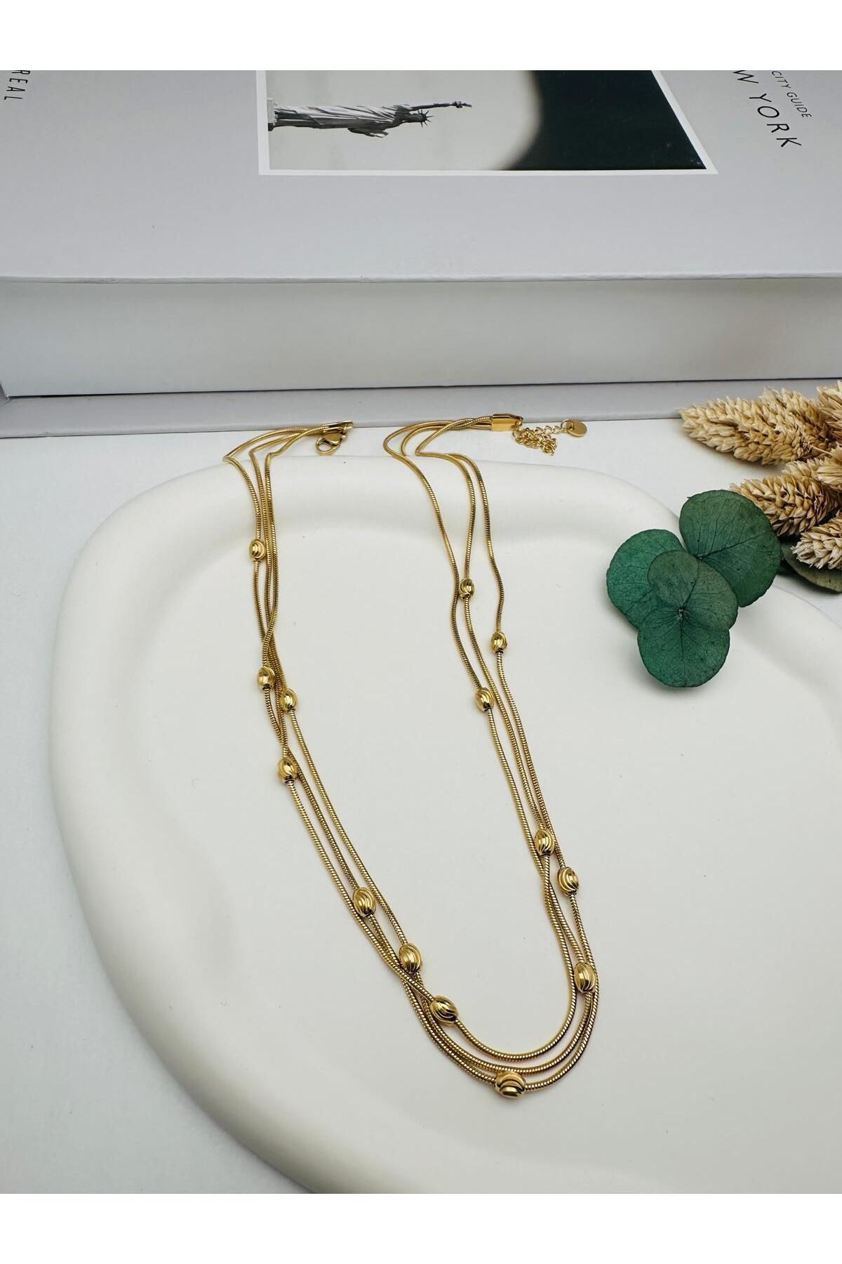 nerede bulurum Dorika Çelik Kolye (Gold) 0106350