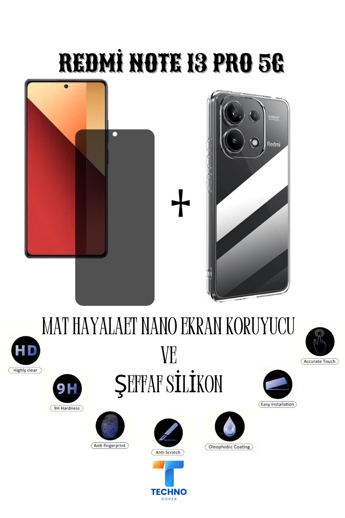 foxpower Redmi Note 13 Pro 5g Mat Hayalet Nano Ekran Koruyucu Ve Şeffaf Kılıf 2li Avantajlı Paket