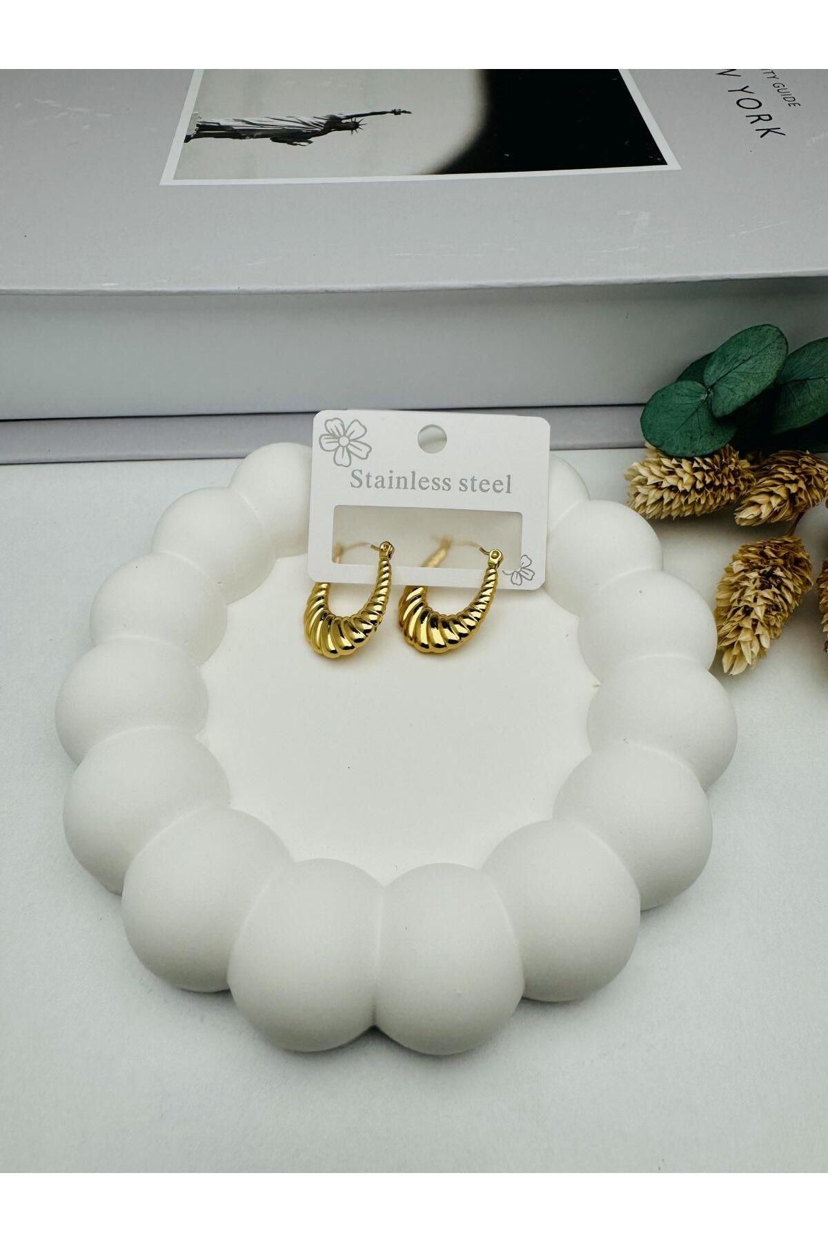 GLY ÇLKBİJUTERİ Çelik Küpe (Gold) Kp312
