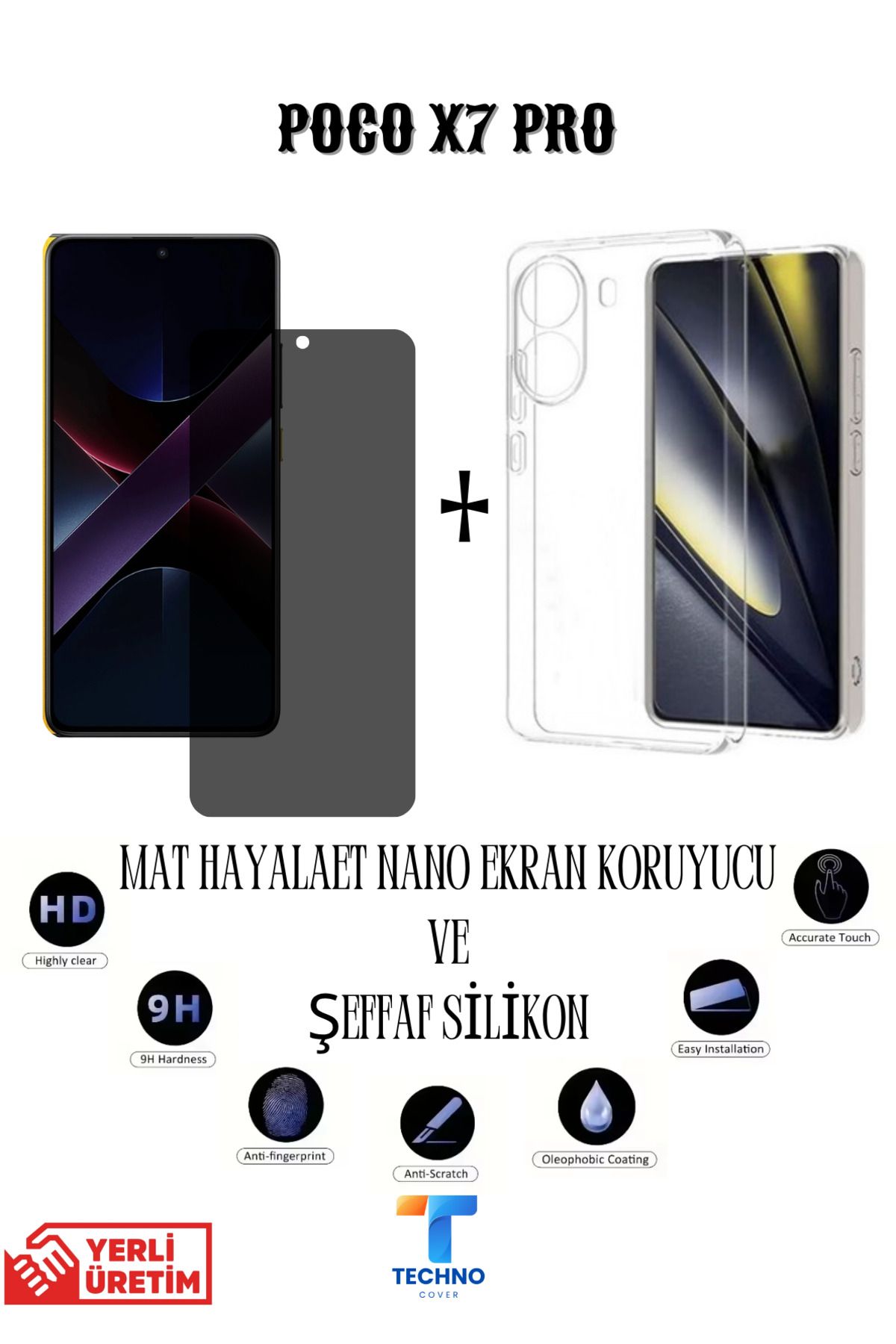 foxpower Poco X7 Pro Mat Hayalet Nano Ekran Koruyucu vemŞeffaf Kılıf 2li Avantajlı Paket