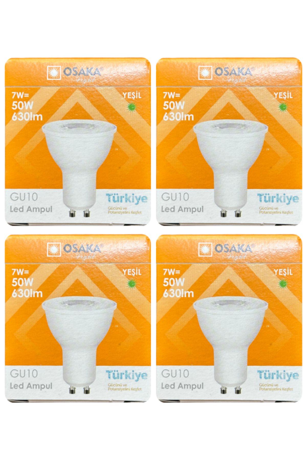 Osaka (4 ADET) 7w Yeşil Işık Gu10 Duylu Led Çanak Ampul